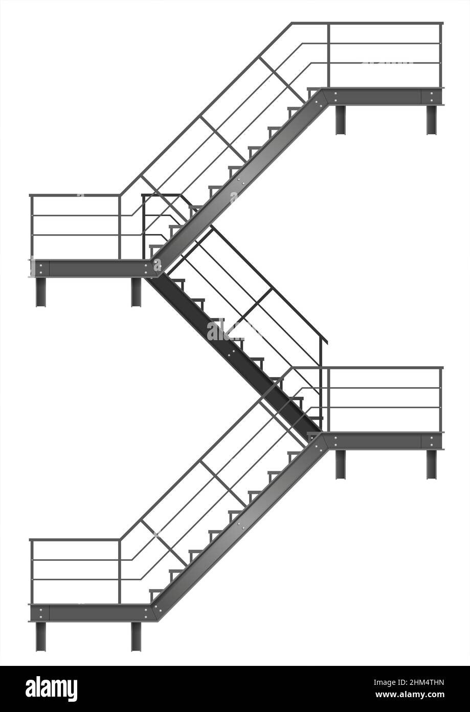 Dessin d'une fuite de feu pour la façade.Évacuation des balcons.Élément de construction et sécurité Illustration de Vecteur