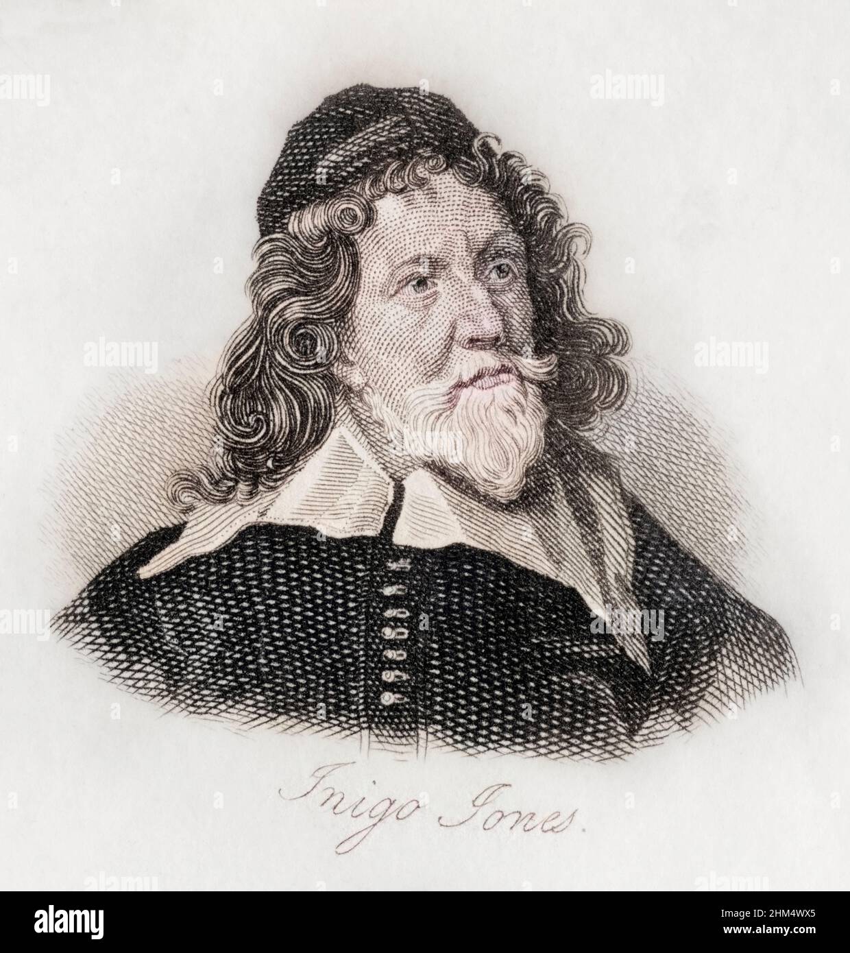 Inigo Jones, 1573-1652.Peintre, architecte et designer anglais.Gravé par J. W. Cook. Banque D'Images