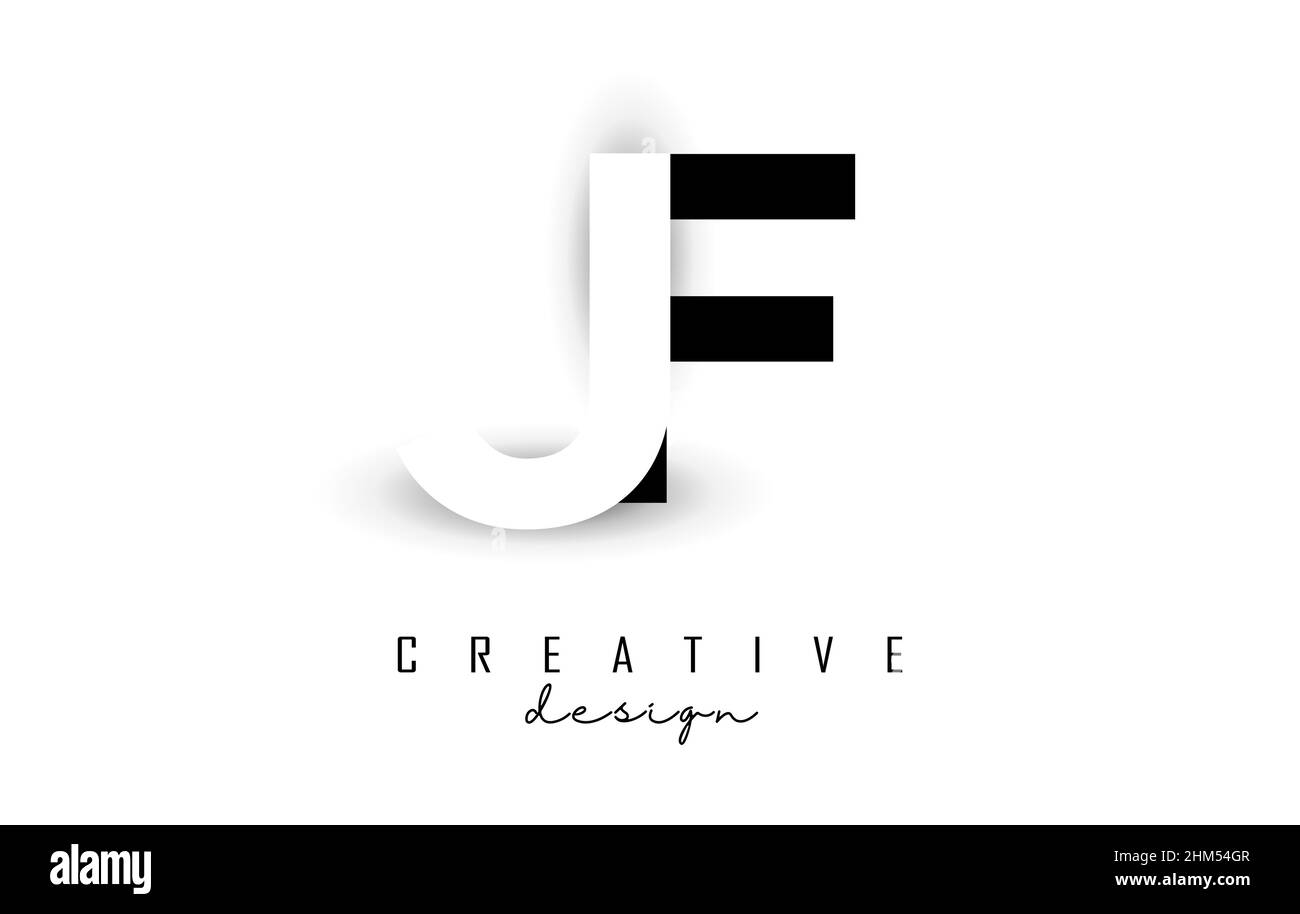 Logo JF lettres avec espace négatif.Illustration vectorielle avec typographie géométrique.Icône créative avec lettres. Illustration de Vecteur
