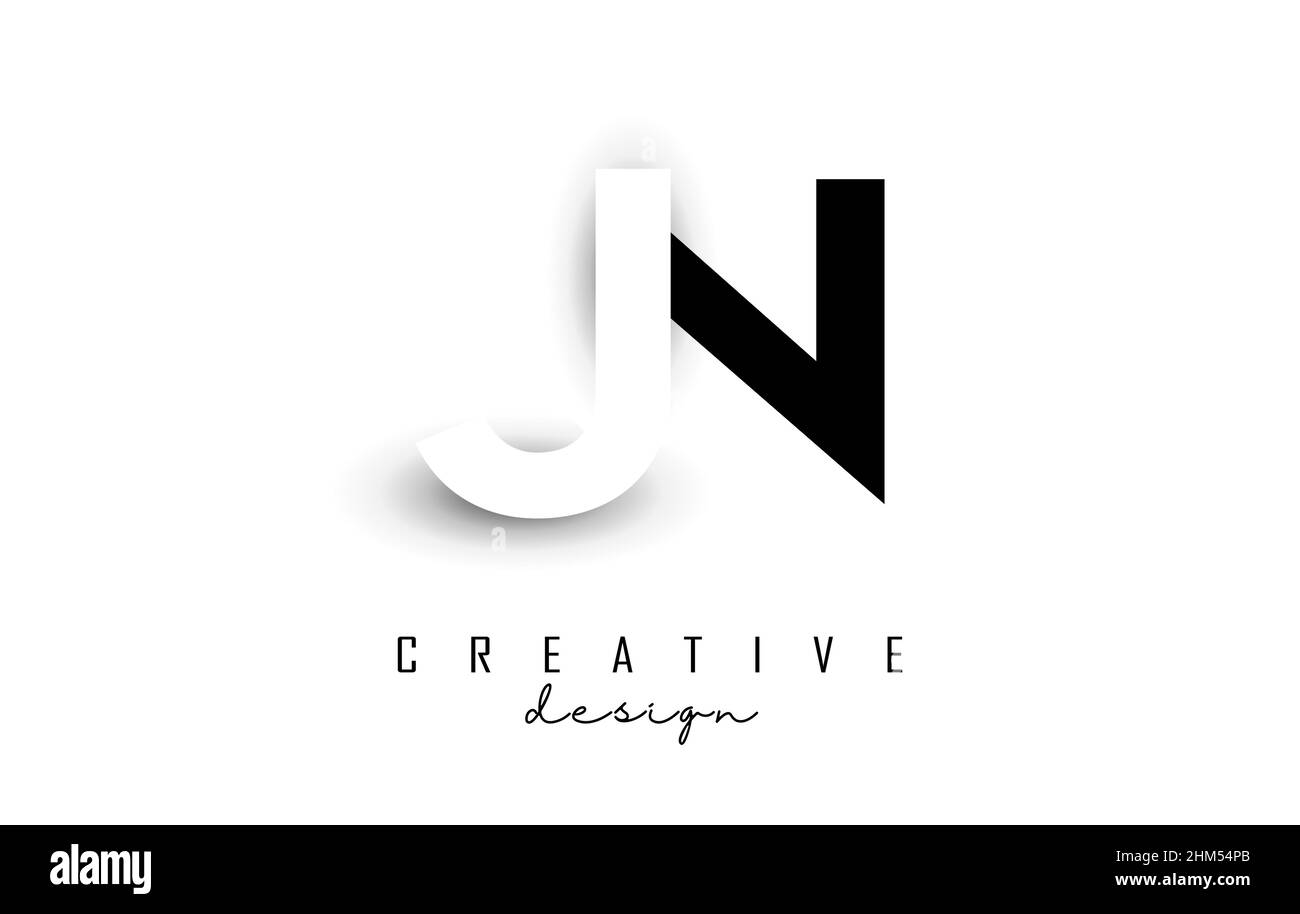 LOGO JN lettres avec motif espace négatif.Illustration vectorielle avec typographie géométrique.Icône créative avec lettres. Illustration de Vecteur