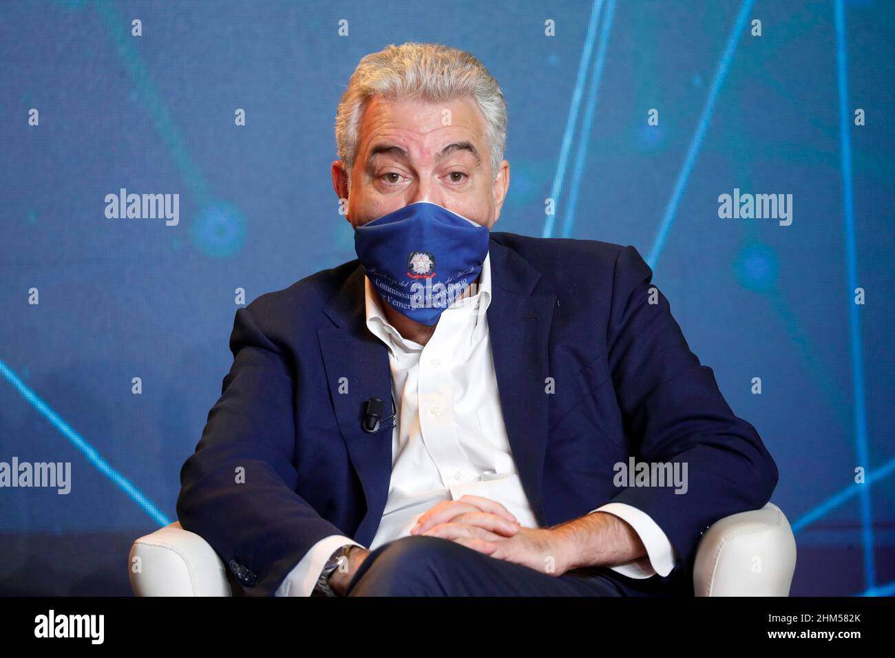 Italie, Rome, 8 octobre 2020 : Domenico Arcuri, commissaire d'urgence spécial Covid 19, participe au Sommet numérique de Capri 2020. Photo Remo C Banque D'Images