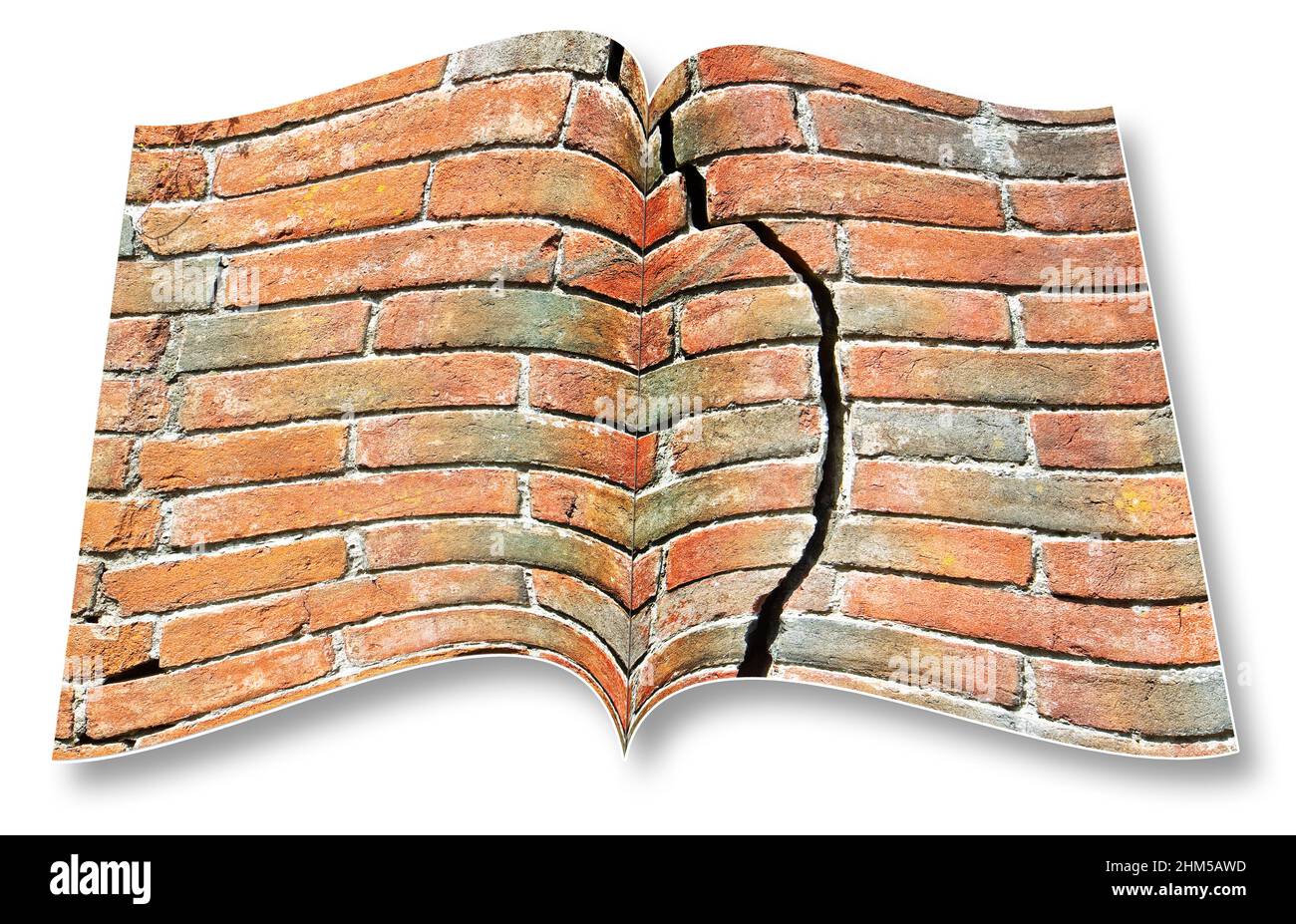 Fissure profonde dans le vieux mur de brique - 3D rendu d'un livre de photo ouvert - je suis le propriétaire du copyright des images utilisées dans ce rendu 3D. Banque D'Images Fissure profonde dans le vieux mur de brique - 3D rendu d'un livre de photo ouvert - je suis le propriétaire du copyright des images utilisées dans ce rendu 3D. Banque D'Images