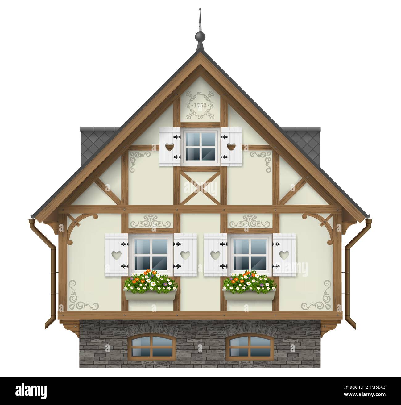 Maison classique à colombages Illustration de Vecteur