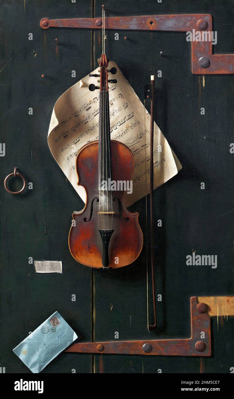 L'ancien violon de William Michael Harnet (1848-1892), huile sur toile, 1886 Banque D'Images