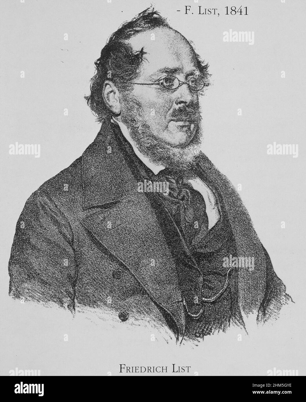 Portrait de l'économiste allemand Friedrich List (1789-1846) Banque D'Images