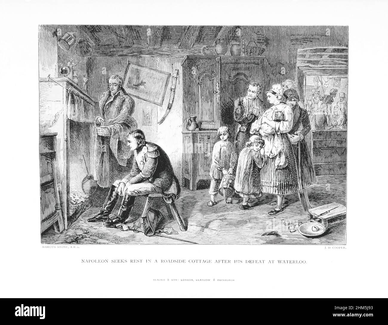 NAPOLÉON CHERCHE LE REPOS DANS Un CHALET DE BORD DE ROUTE - image prise de 'l'histoire populaire de l'Angleterre: Une histoire illustrée de la société et du gouvernement de la première période à notre OwnTimesBy Charles KNIGHT - Londres.Bradbury et Evans.1856-1862 Banque D'Images