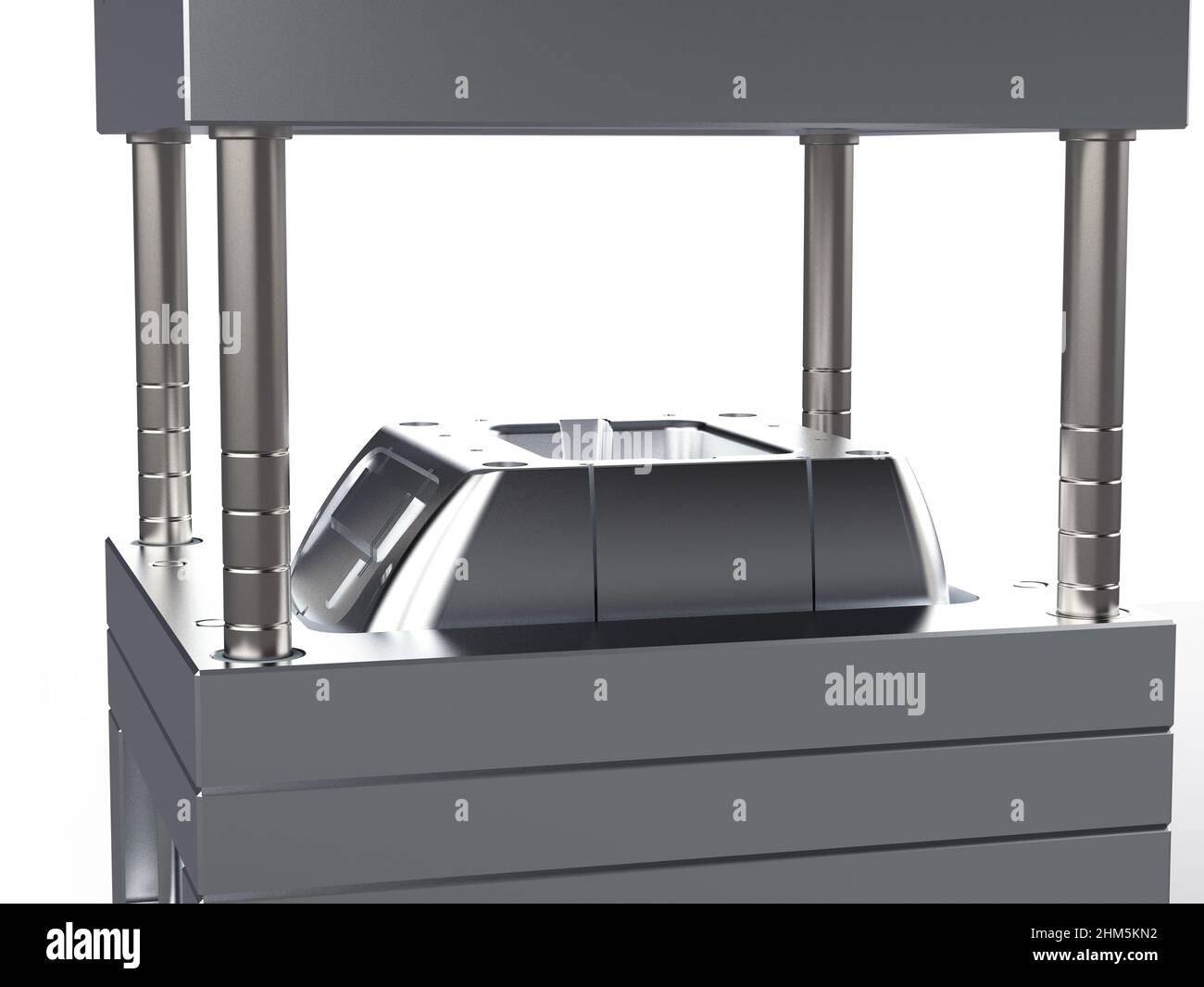 3D rendu de la machine de moulage en plastique.Moulage par injection plastique.cuvettes, boîtes, boîtes à outils.Le processus de production du moule à injection plastique.Utilisé pour Banque D'Images