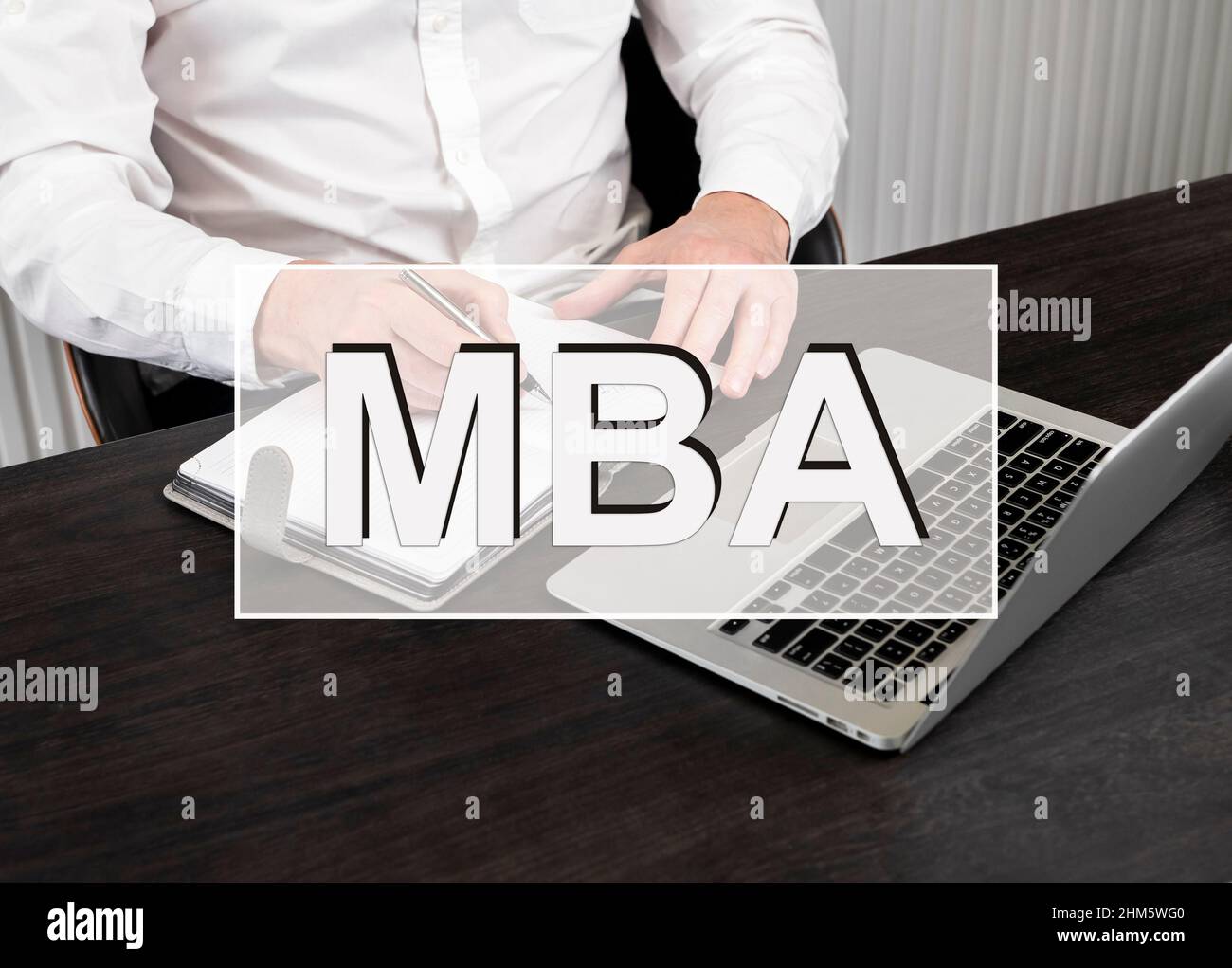 MBA, master en administration des affaires, mot sur photo. Banque D'Images