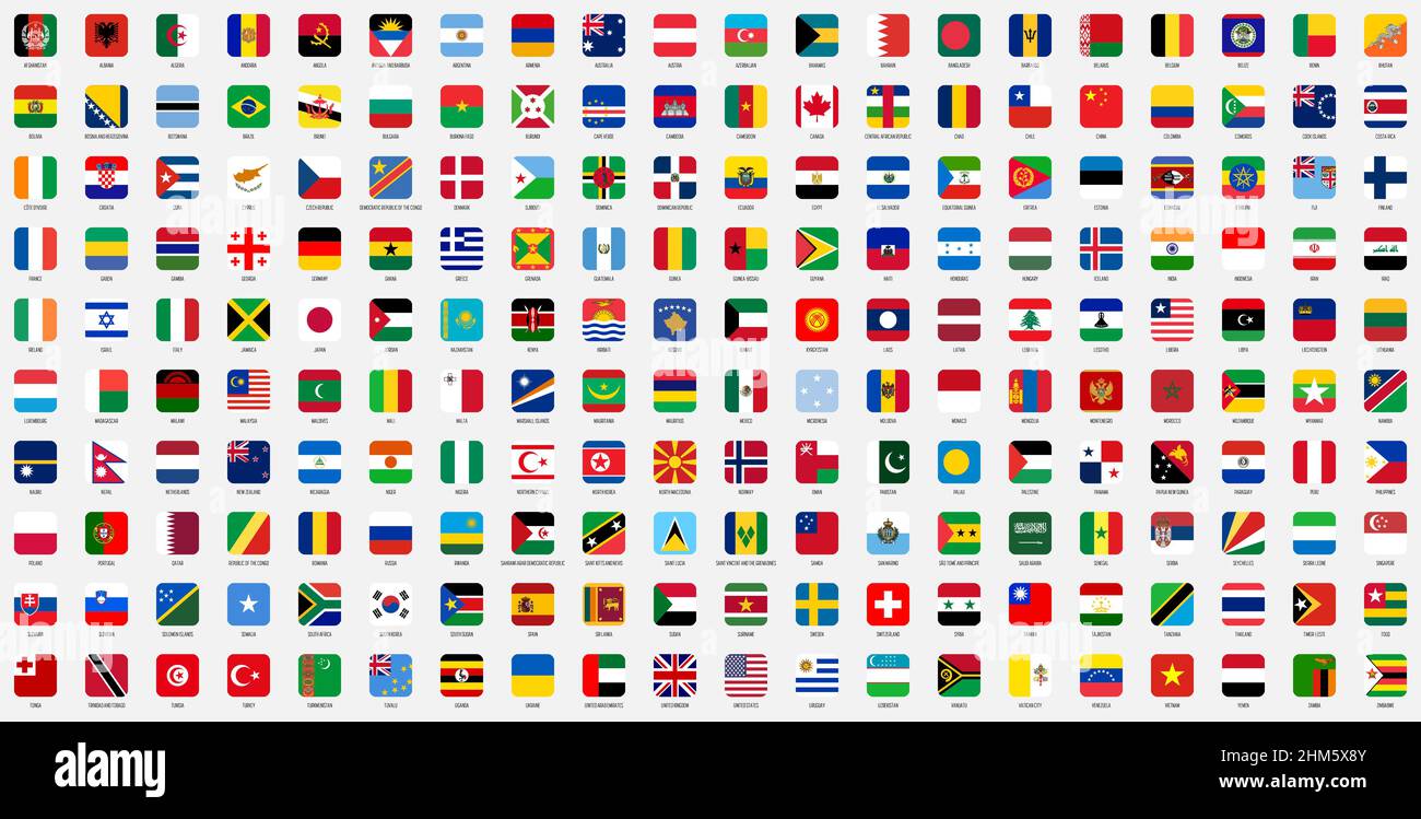 Drapeaux nationaux carrés des pays du monde Illustration de Vecteur