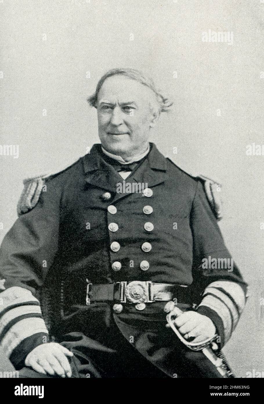 David Glasgow Farragut (mort en 1870) était un officier de drapeau de la Marine américaine pendant la guerre de Sécession.Il a été le premier amiral arrière, vice-amiral et amiral de la Marine des États-Unis. Banque D'Images