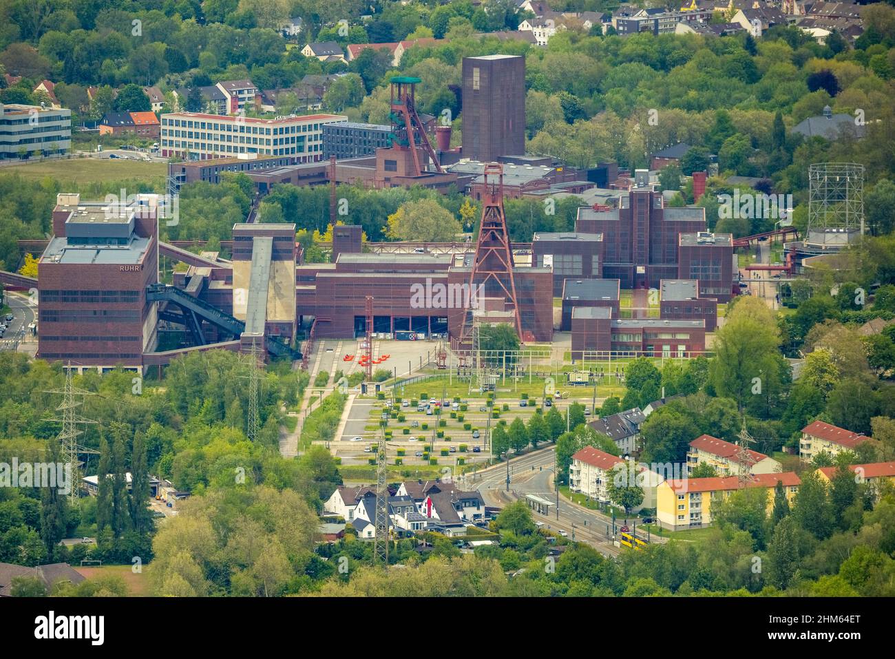 Vue aérienne, Zollverein, classé au patrimoine mondial de l'UNESCO, Essen-Stoppenberg, Essen, région de la Ruhr, Rhénanie-du-Nord-Westphalie, Allemagne, DE, Tour Eiffel de la Ruhr, EUR Banque D'Images