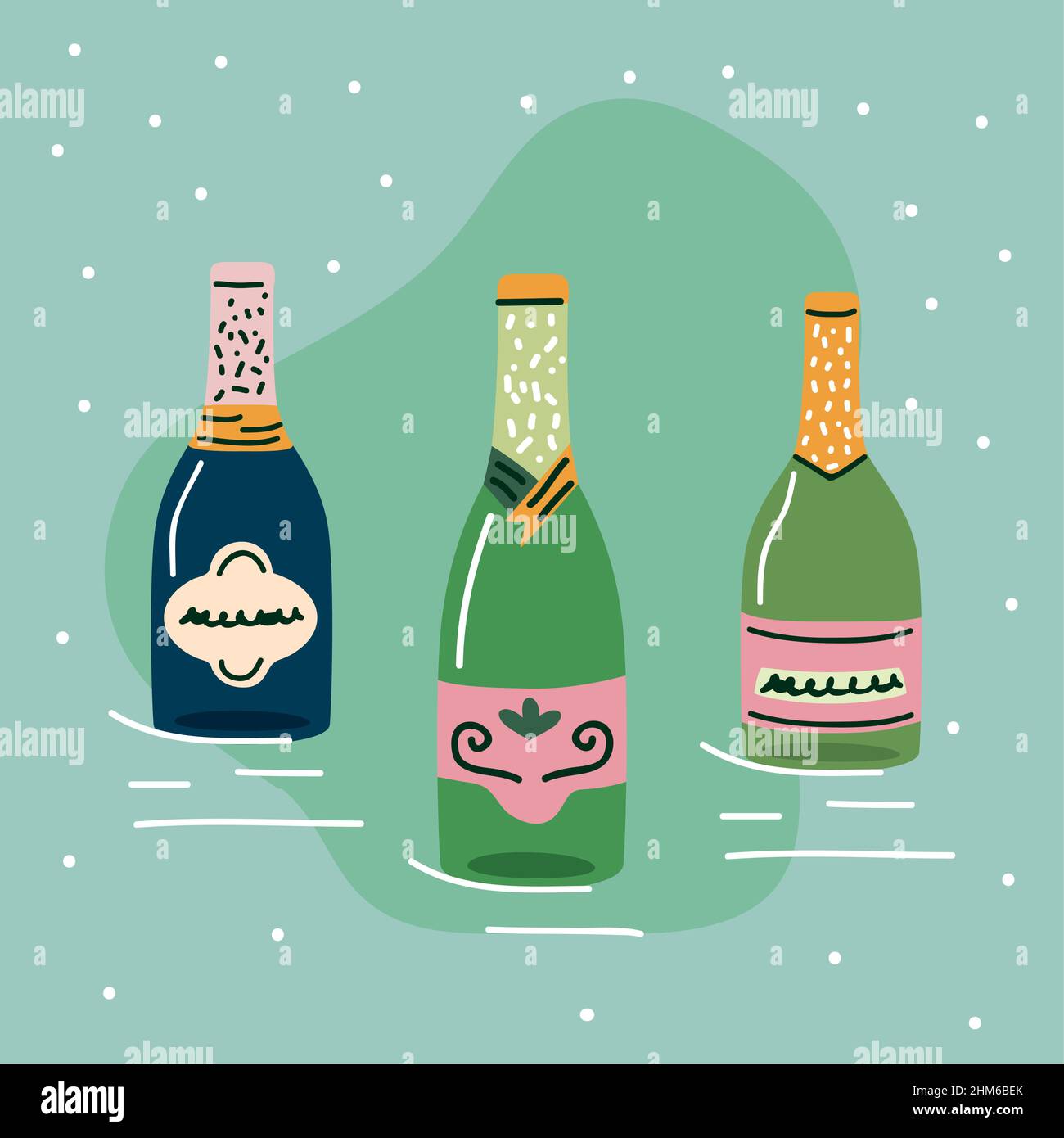 trois bouteilles de champagne Illustration de Vecteur