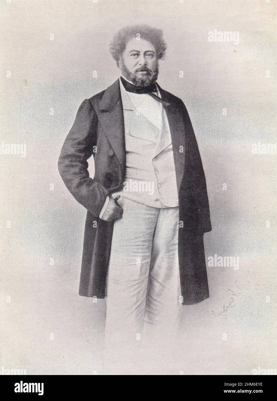 Un portrait de l'écrivain français Alexandre Dumas, auteur des trois mousquetaires, de 1860 à 58 ans. Banque D'Images