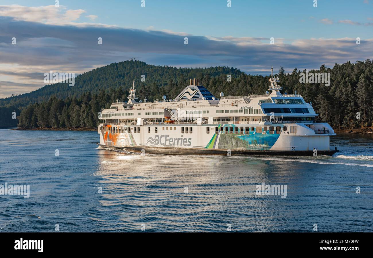 Ferry pour Victoria BC Canada. Traversier de Vancouver à l'île de Vancouver-juillet 21,2021-photo de voyage, mise au point sélective, espace de copie pour le texte Banque D'Images