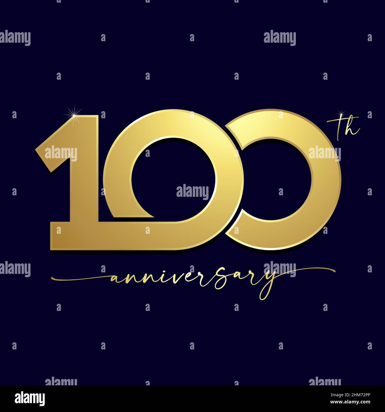 100 ans anniversaire logo or simple avec écriture manuscrite pour l'événement de célébration. Illustration vectorielle anniversaire 100th pour carte de vœux ou invitation jubilé Illustration de Vecteur