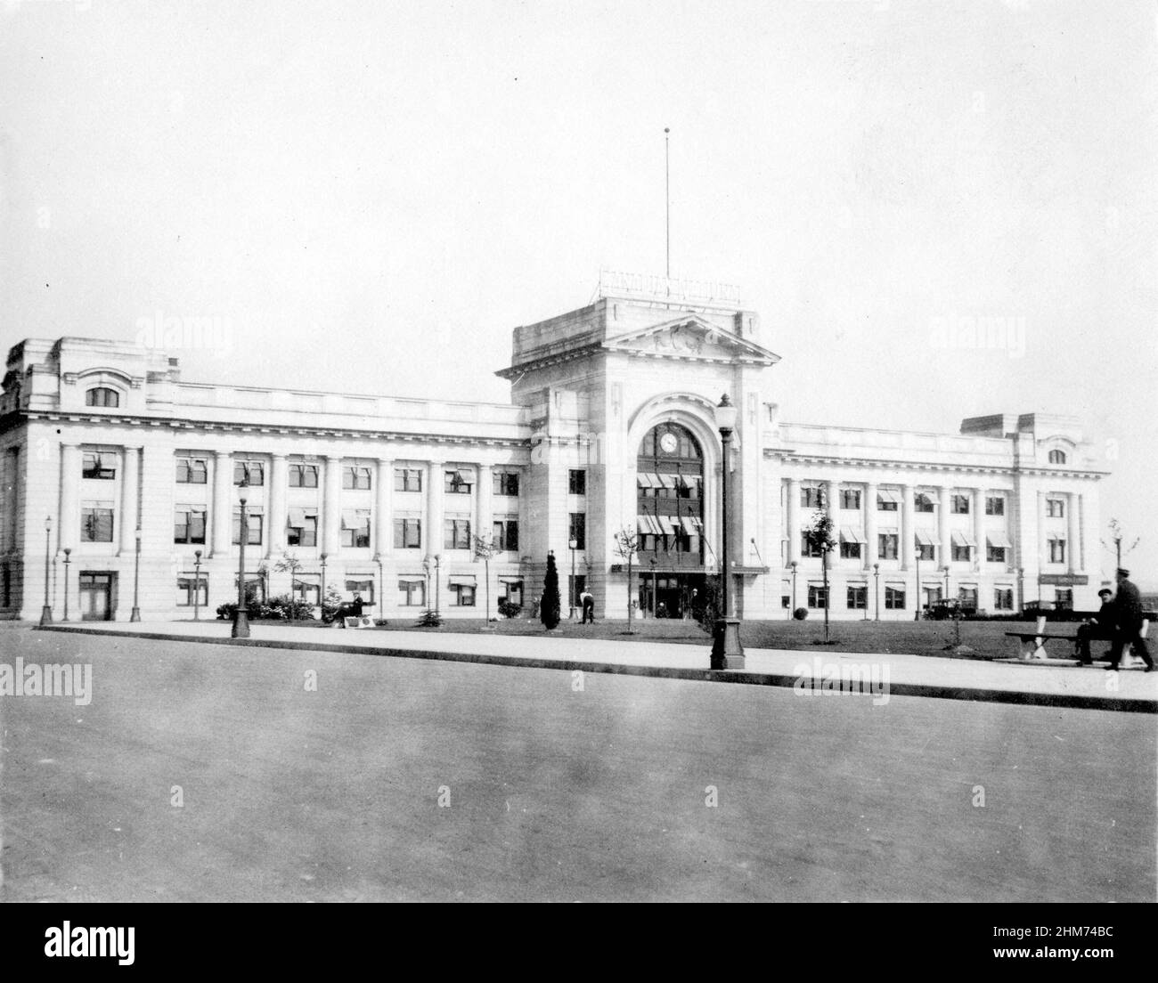 Photographie d'époque en noir et blanc de la gare ferroviaire canadienne du Nord du CN en 1917, Vancouver (Colombie-Britannique), Canada Banque D'Images