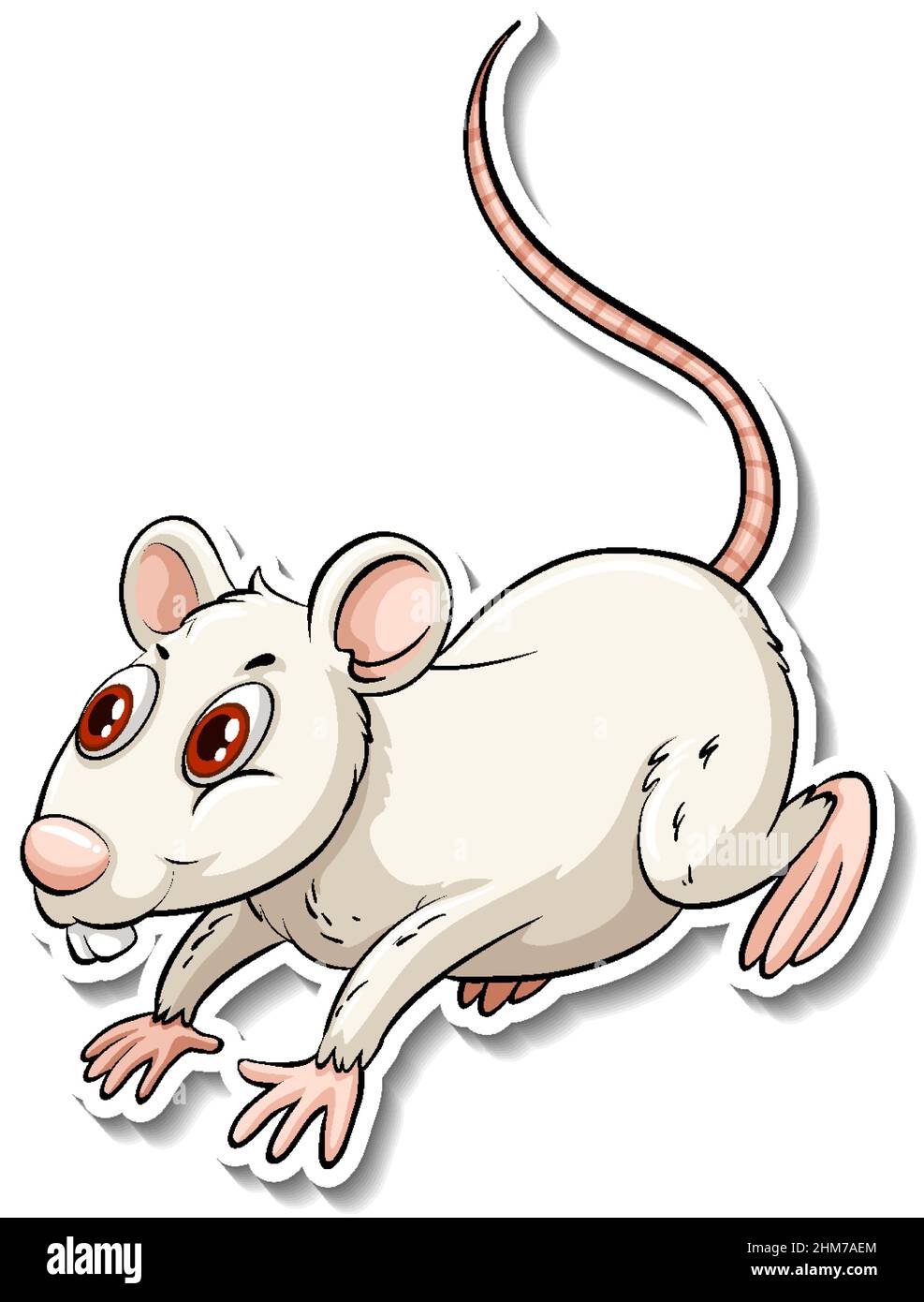 Illustration d'un autocollant de dessin animé blanc d'animal de rat Illustration de Vecteur