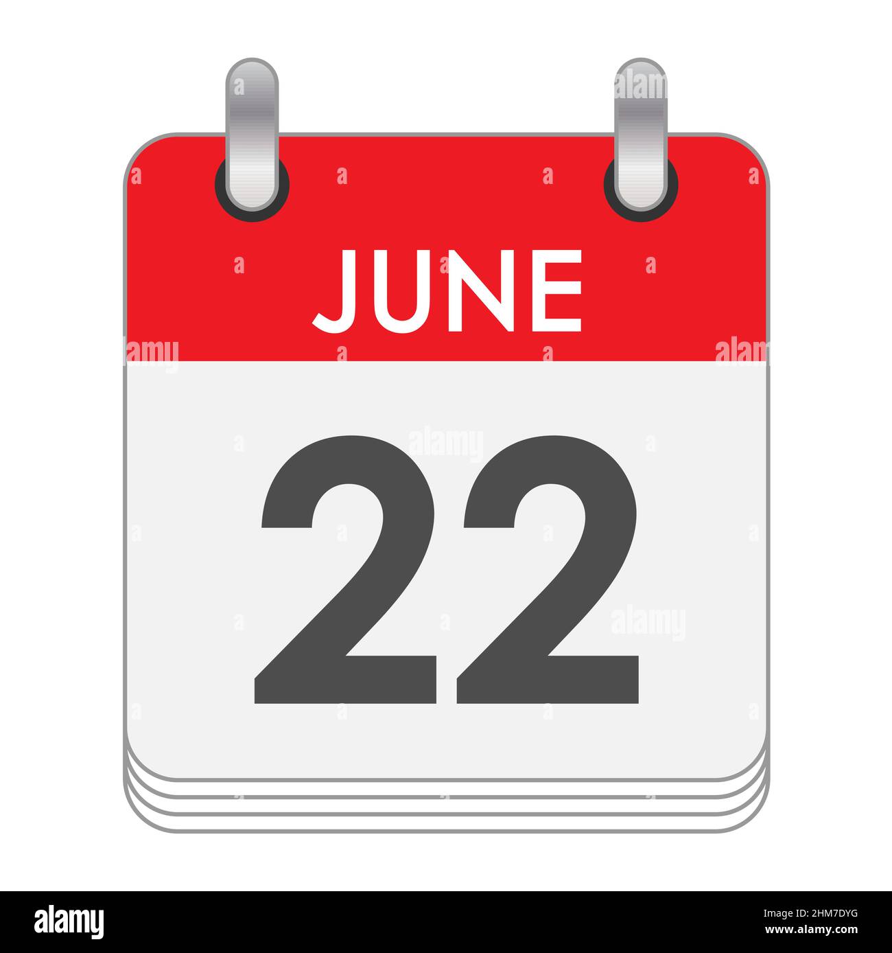 JUIN 22. Une feuille du calendrier de flip avec la date de JUIN 22. Style plat. Illustration de Vecteur