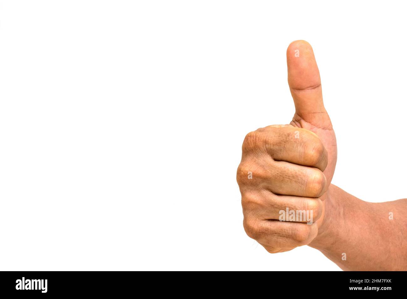 Homme main mouvement pouce vers le haut montrant bon, comme, OK, d'accord, succès Banque D'Images