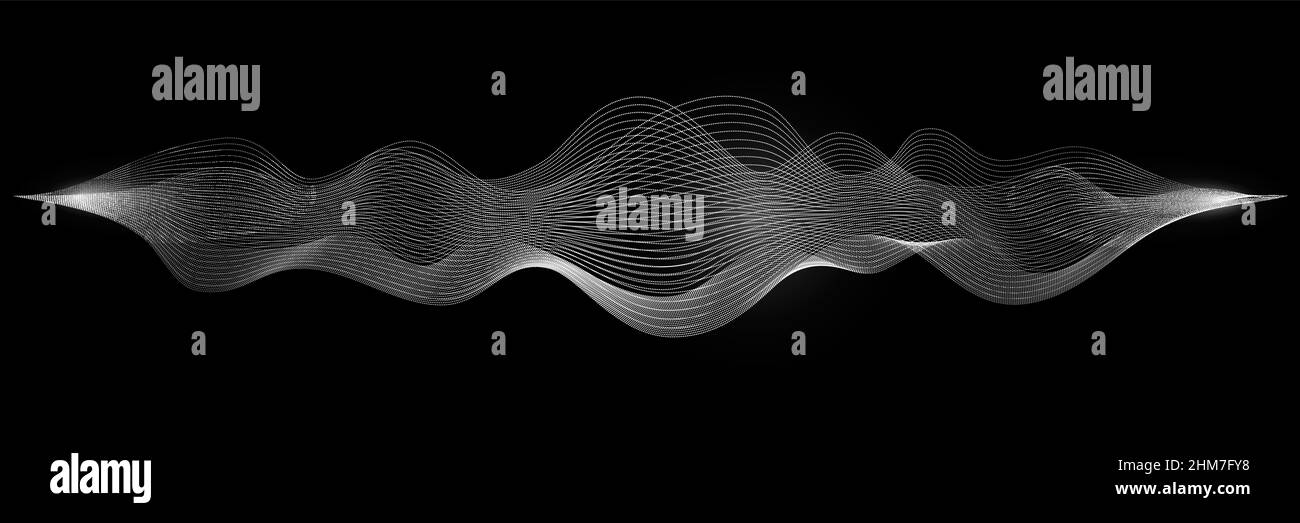Bruit de fond abstrait de l'onde sonore. Illustration du vecteur de forme d'onde du signal vocal ou musical blanc. Battements numériques de l'onde sonore. Graphique électronique Illustration de Vecteur
