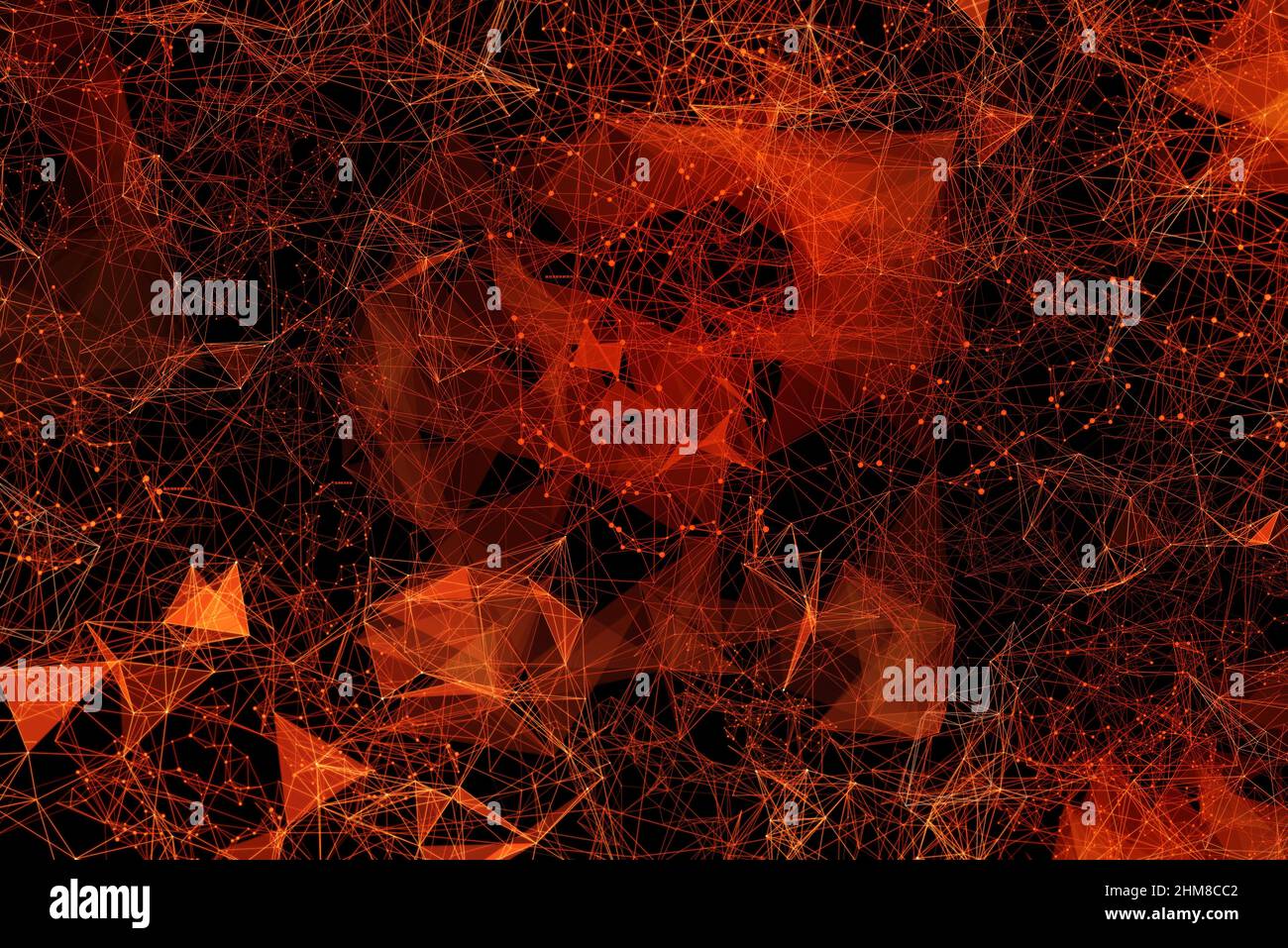 Reliez les points, le style abstrait plexus blockchain technologie arrière-plan, 2D illustration avec des lignes, des points et des triangles Banque D'Images