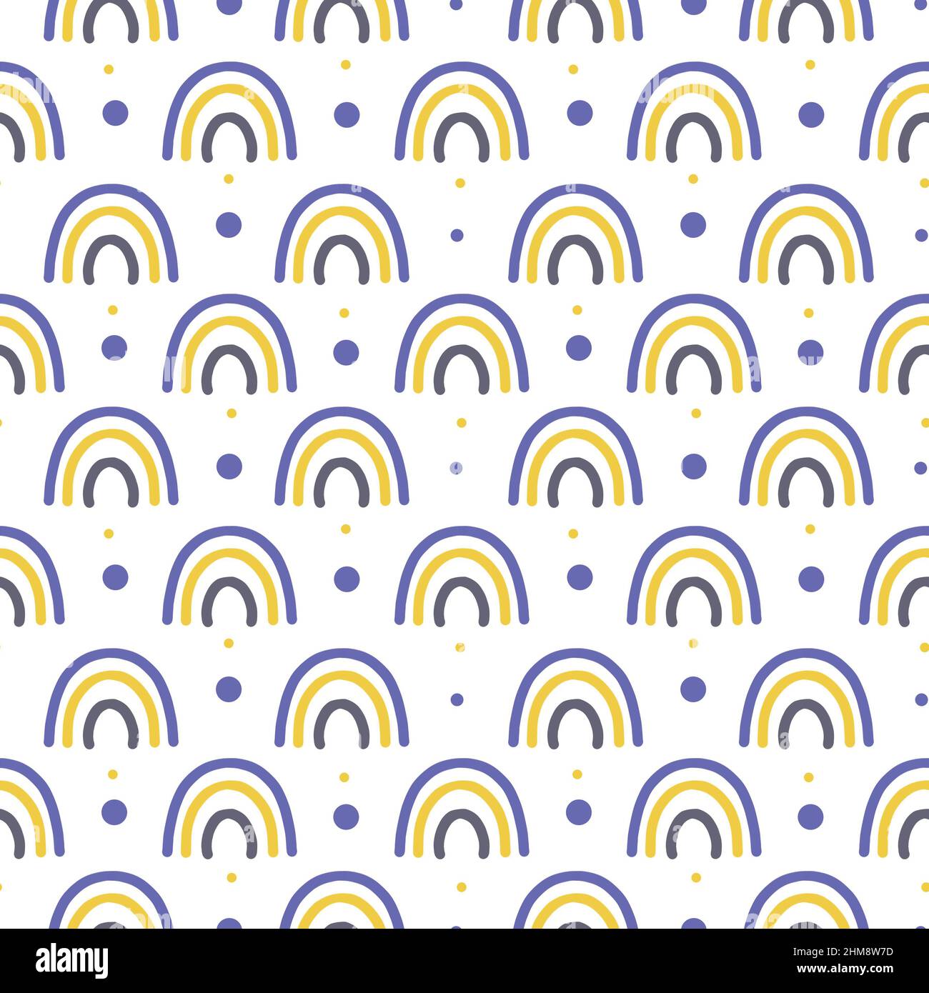 Joli imprimé enfants, sans couture motif enfants, ornement en tissu dessiné à la main, arrière-plan textile pour bébé, adorable ornement sans couture, motif enfants, arc-en-ciel Banque D'Images