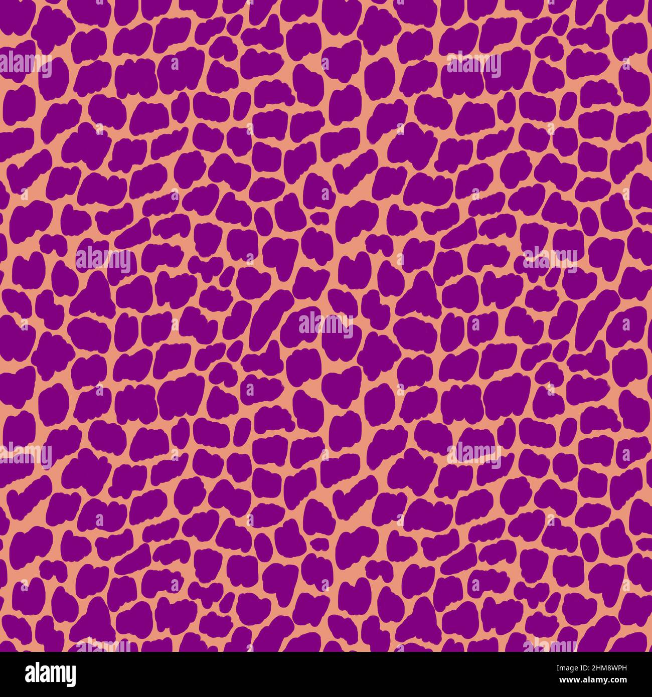 Motif animal abstrait, texture rose sans couture, imprimé à pois tendance, pois violets velours, fond corail, Motif de couleurs tendance Banque D'Images