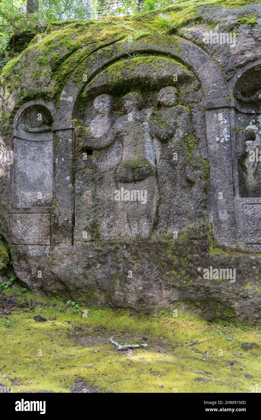 Le Grazie, le Sacro Bosco, le bosquet sacré appelé Parc des Monstres, XVIe siècle, XVIe siècle, Parco dei Mostri en italien, Bomarzo, Laz Banque D'Images