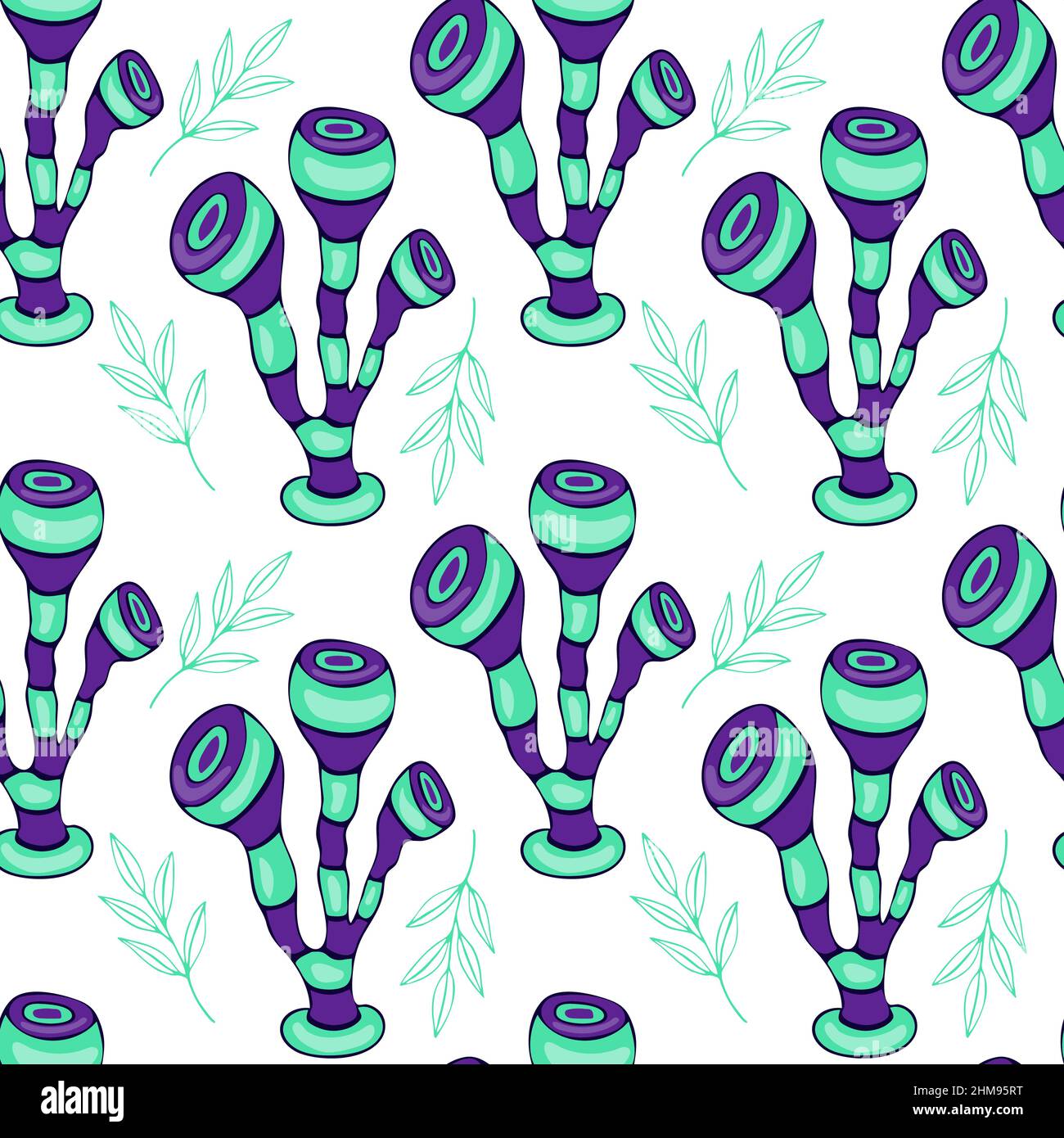 Champignons fantastique motif magique irréel sans couture, sur fond blanc. Illustration vectorielle Illustration de Vecteur