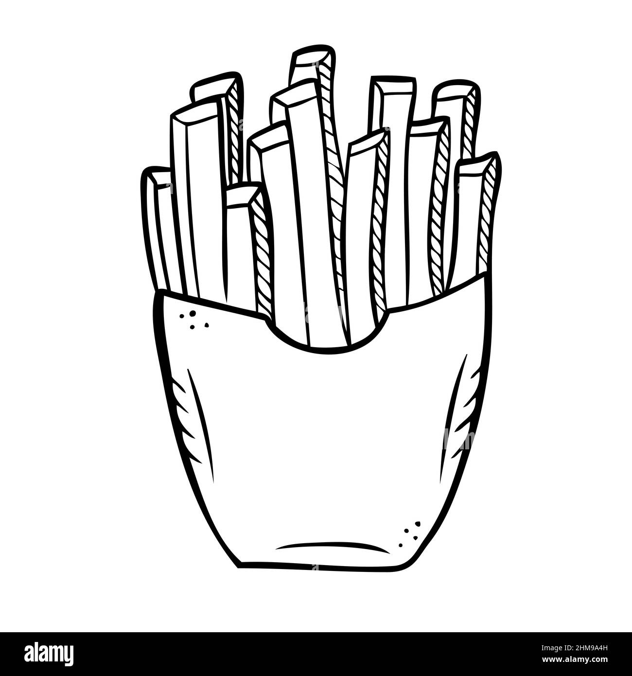 Frites de restauration rapide.Illustration vectorielle en style doodle Illustration de Vecteur