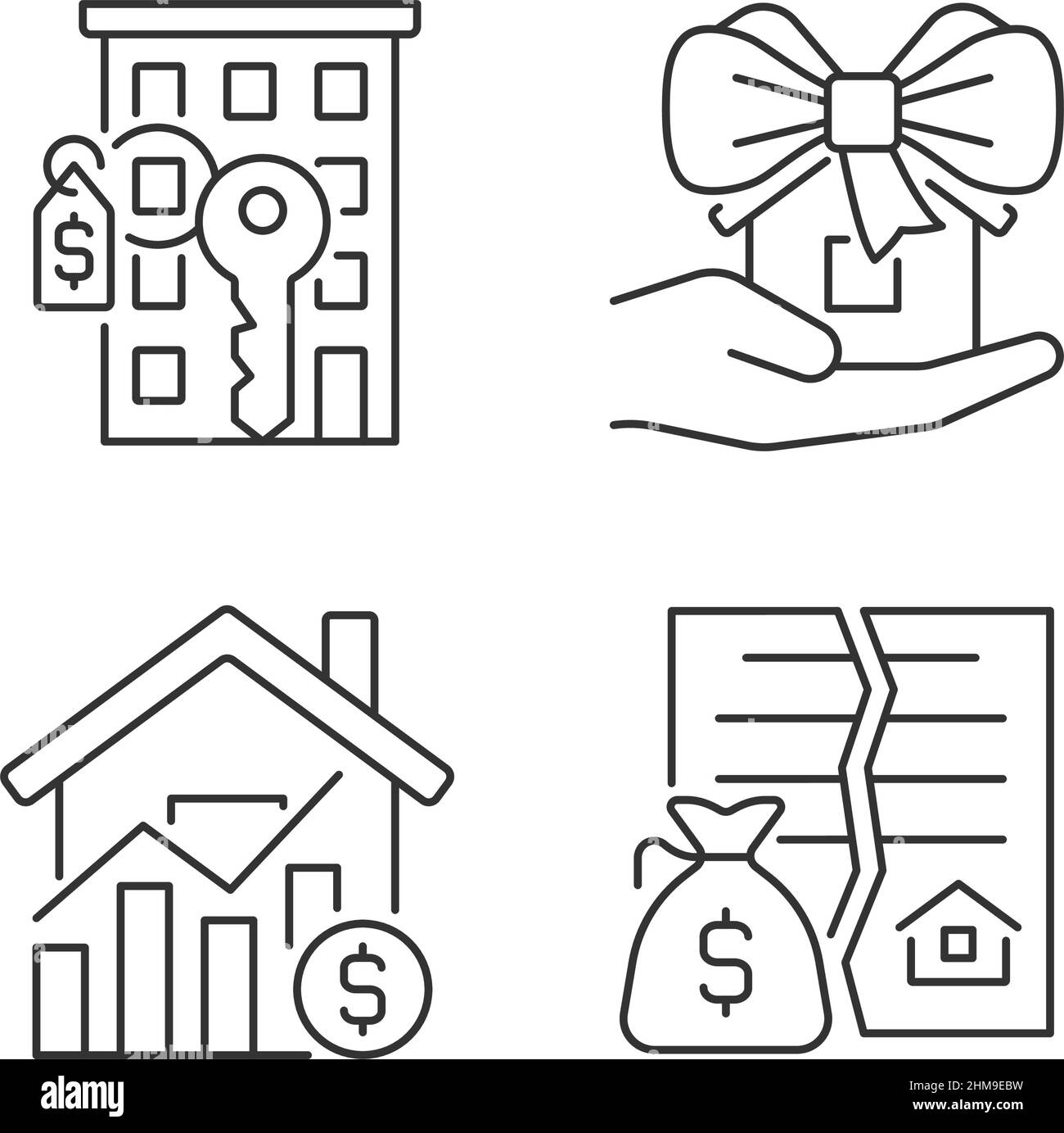 Ensemble d'icônes linéaires du marché immobilier Illustration de Vecteur