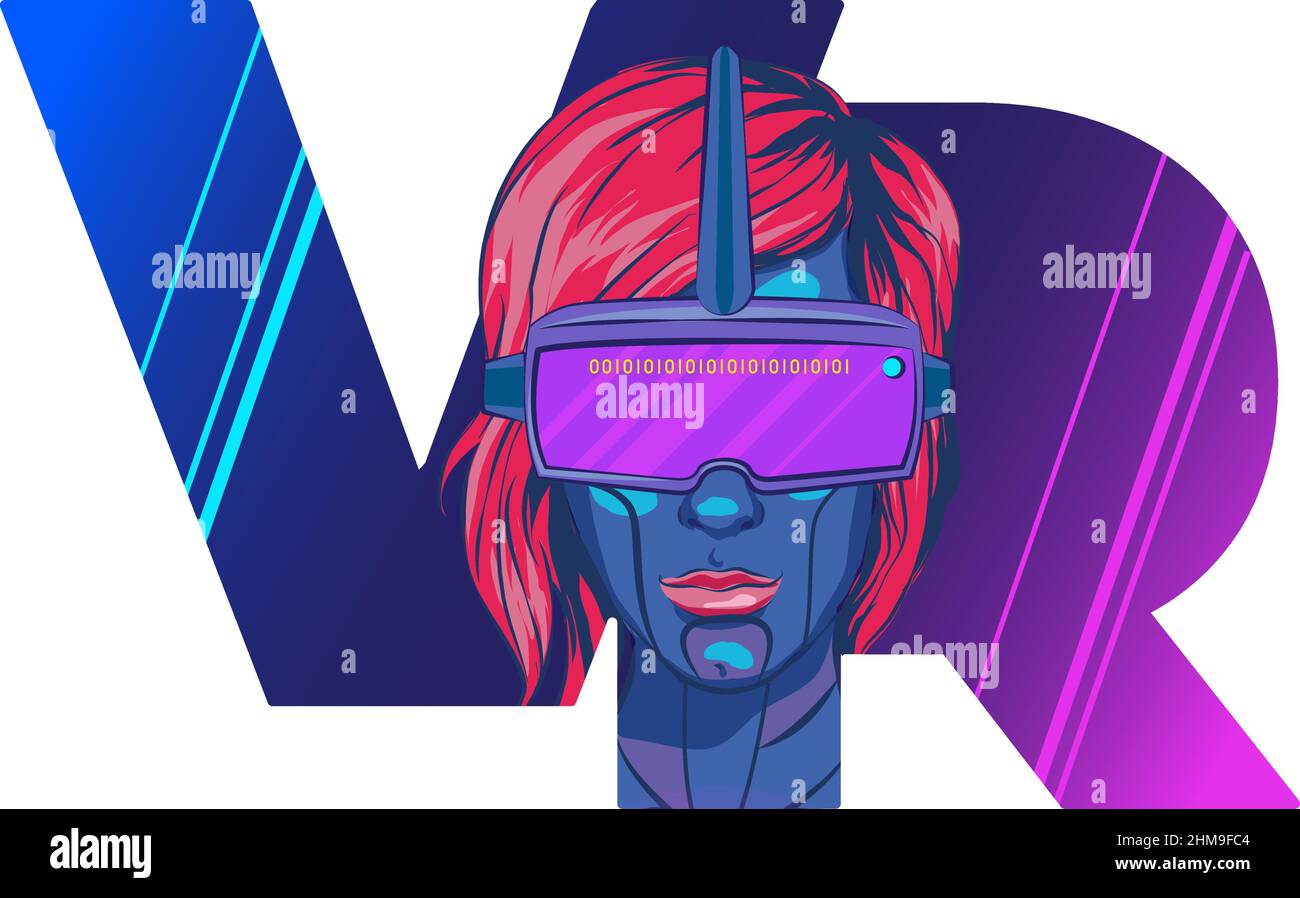 Les personnes portant des lunettes de réalité naturelle ayant une expérience VR dans le réalisme de la réalité vectorielle. Métaverse 3D Experience technologie concept et sensation Illustration de Vecteur