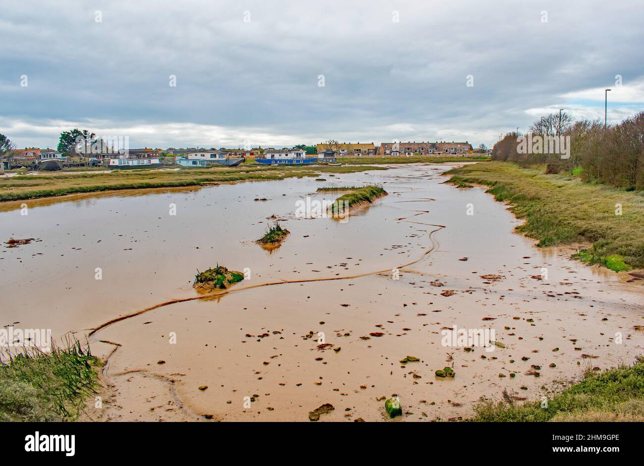 Shoreham by Sea Bird Reserve sable et des piscines herbeuses Banque D'Images