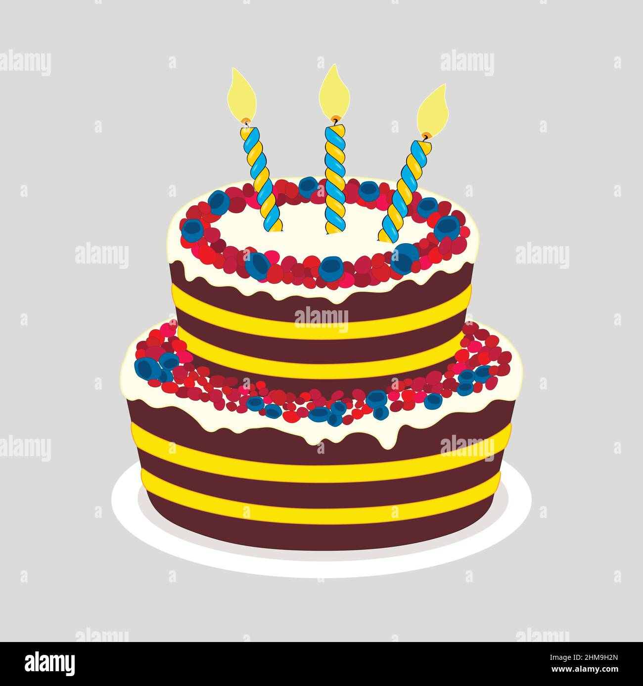 Gâteau De Fête D'anniversaire De Dessin Animé Mignon 10 Ans Avec Numéro De  Bougie Dix