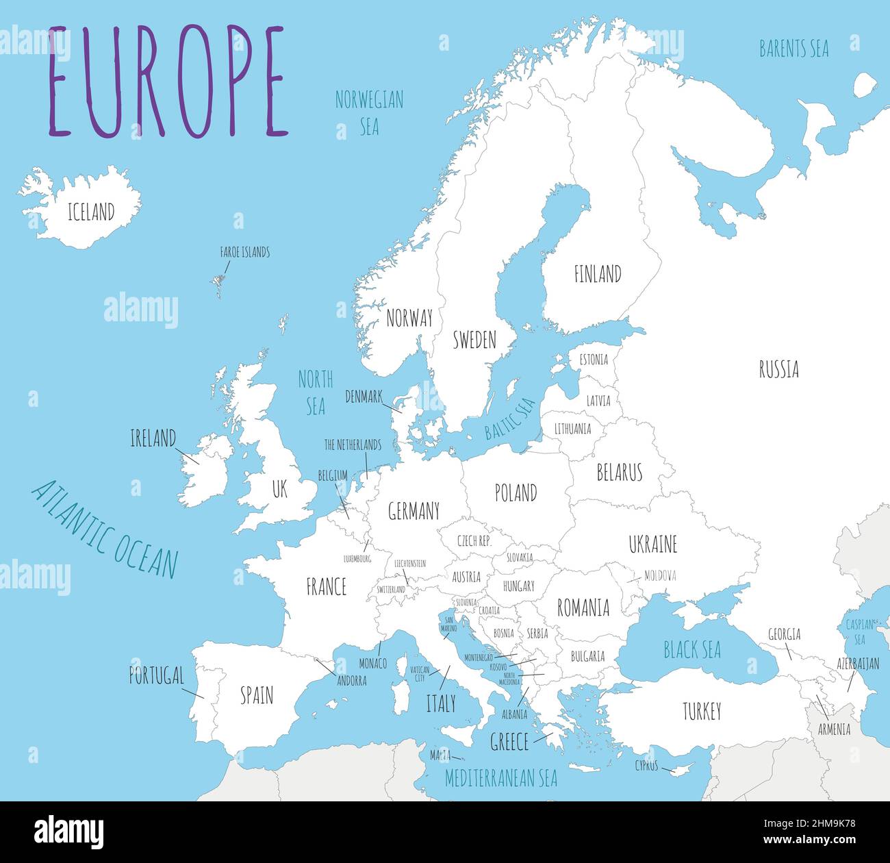Carte Vectorielle Vierge Modifiable De L'Europe. Carte Vectorielle