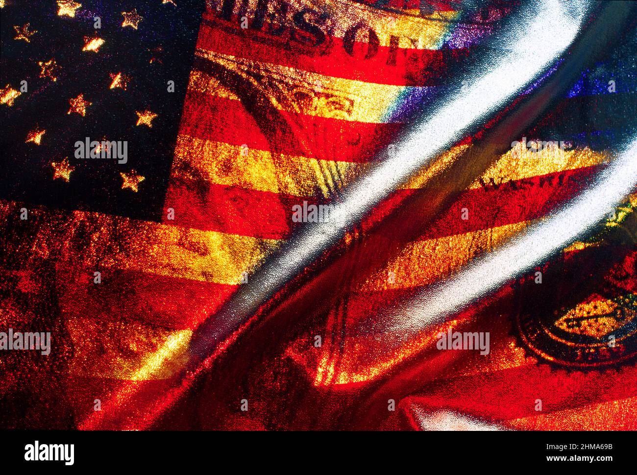 DRAPEAU AMÉRICAIN, avec dollar, Banque D'Images