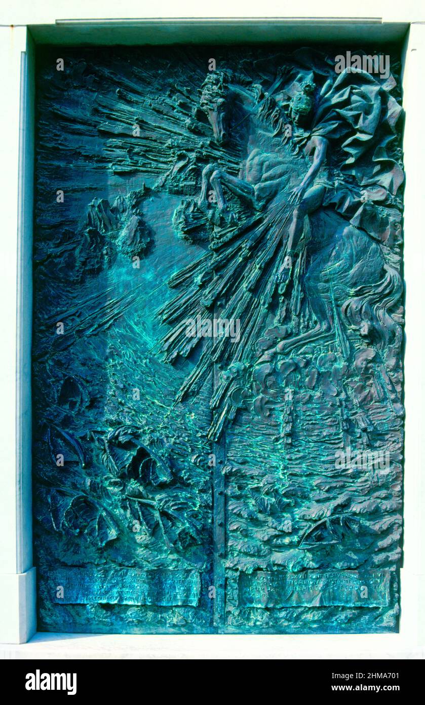 Europe, Italie, Portofino, sculpture en bronze , St George de Gênes, Ligurie, Banque D'Images