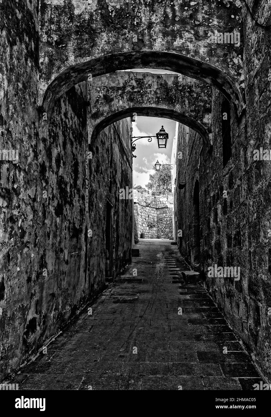 Rue étroite à la Citadelle de Gozo Banque D'Images