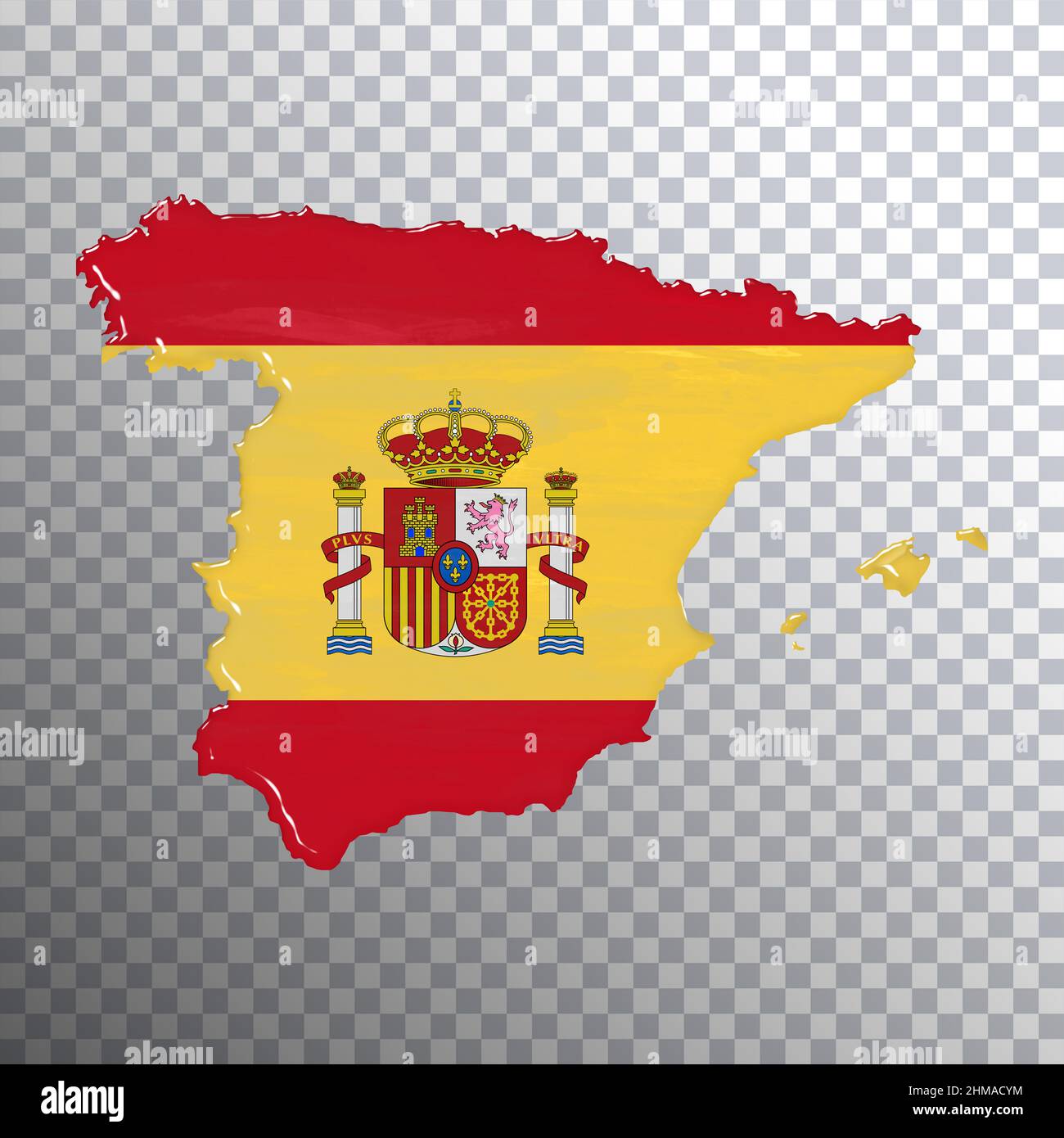 Drapeau et carte d'Espagne, fond transparent, chemin de coupure Banque D'Images