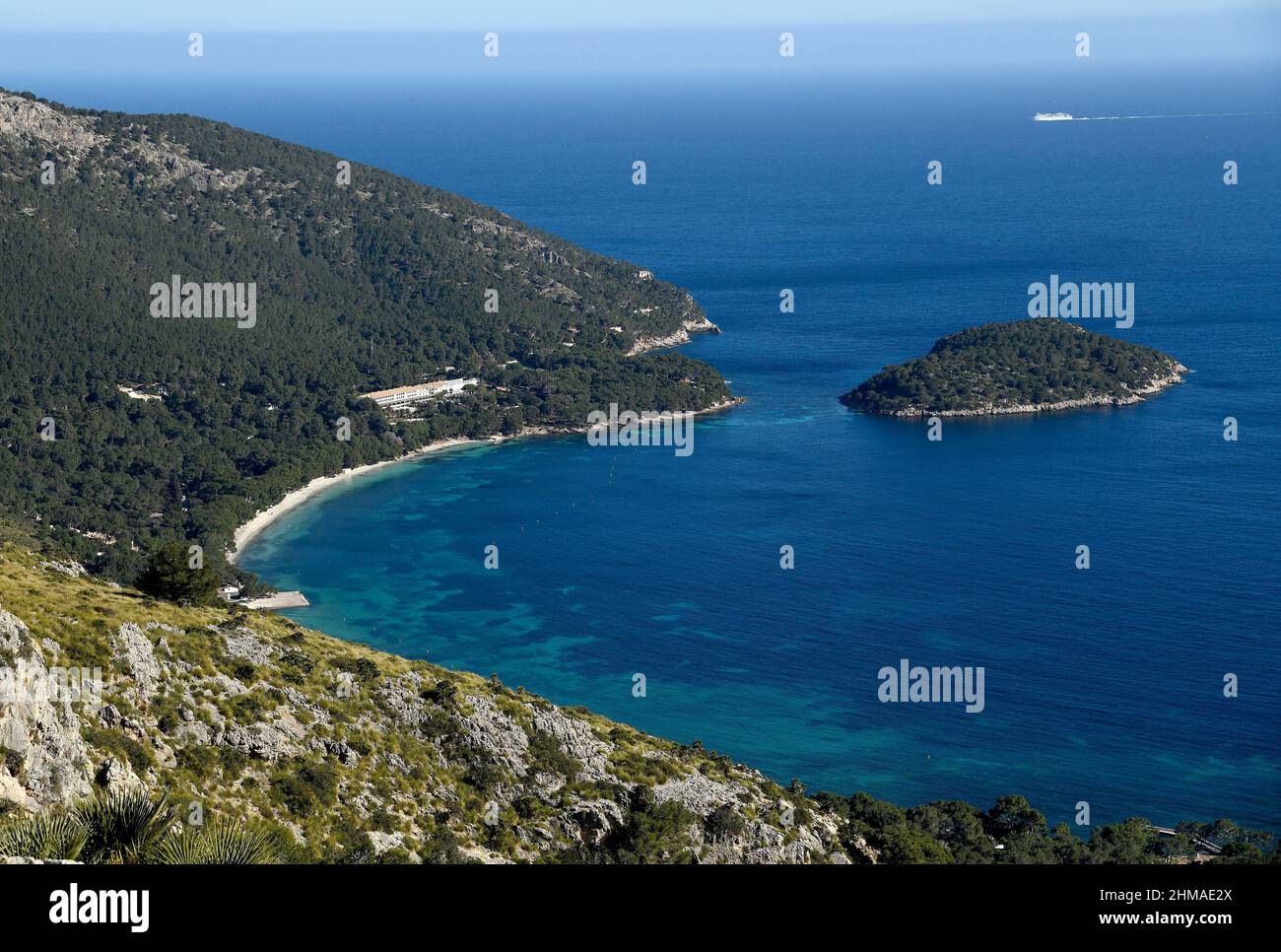 Vue sur la plage et la baie de Formentor à Majorque, Espagne. Banque D'Images