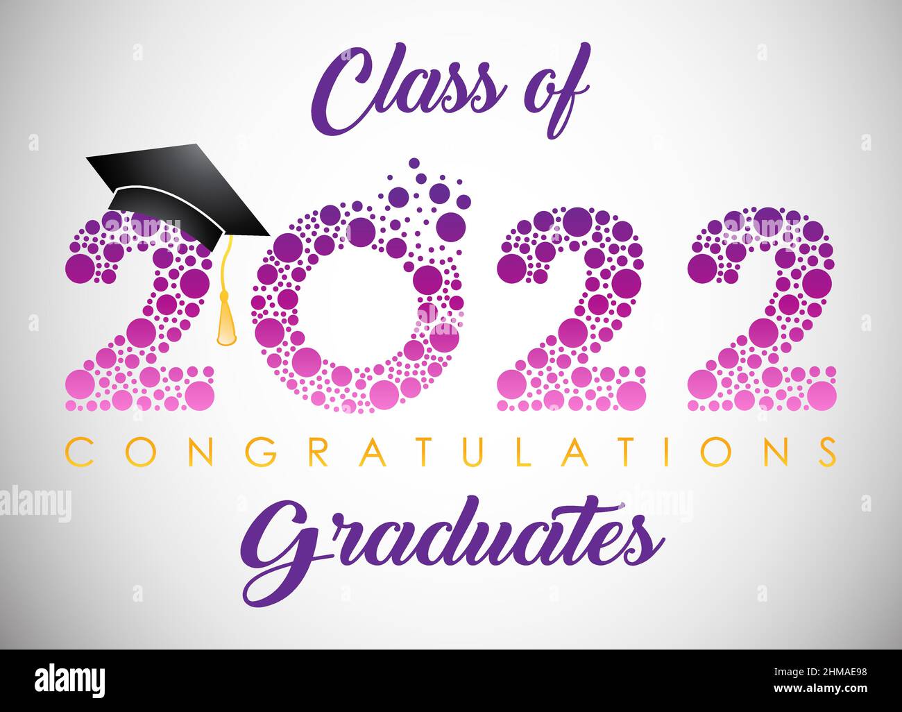 Bannière de remise des diplômes de classe 2022 avec capuchon, concept de remise des prix. Illustration vectorielle pour le design et le thème. Illustration de Vecteur