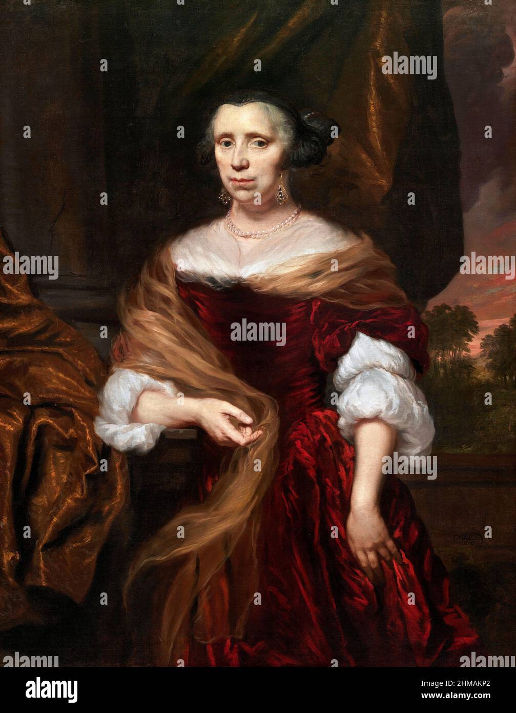 Portrait d'une Dame par Nicolaes Maes (1634-1693), huile sur toile, 1676 Banque D'Images