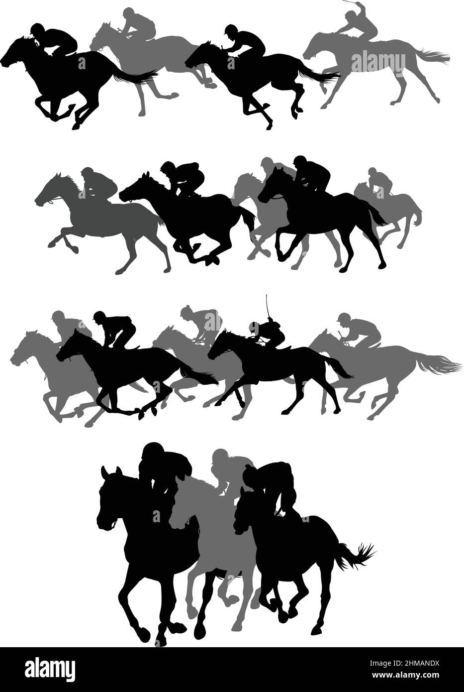 silhouettes de courses hippiques - illustrations vectorielles Illustration de Vecteur