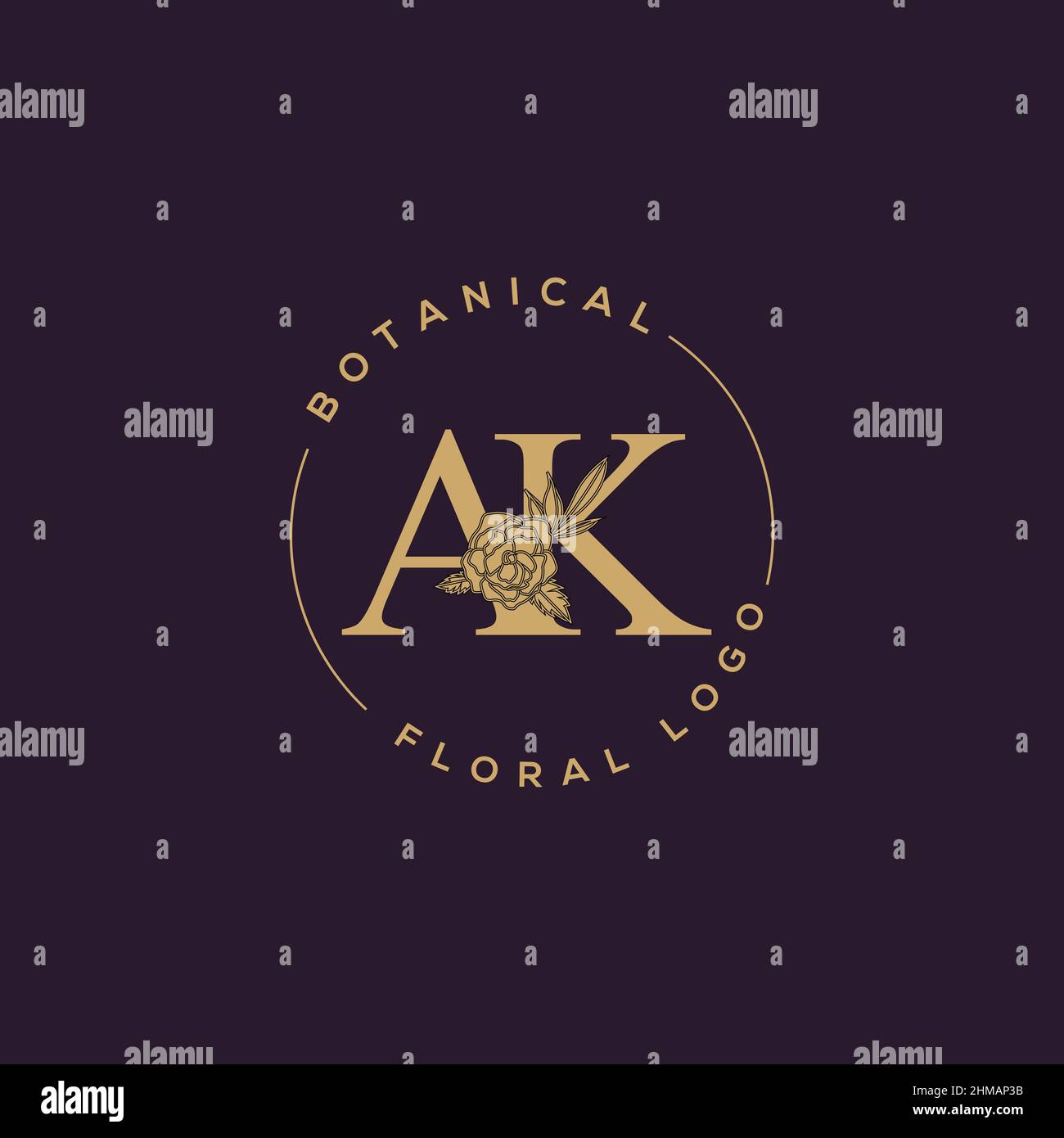 Initiale lettre AK luxe beauté fleurit ornement monogramme logo Illustration de Vecteur