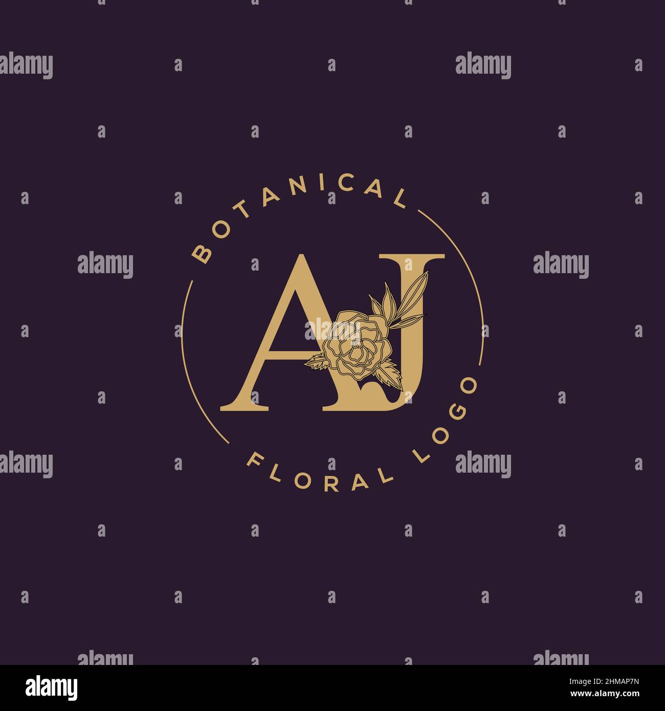 Lettre initiale AJ luxe beauté fleurit ornement monogramme logo Illustration de Vecteur