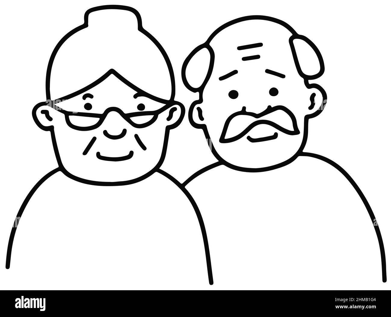 Ancien retraité aîné heureux Old Pensioner Homme et femme couple Doodle Vector Illustration Illustration de Vecteur