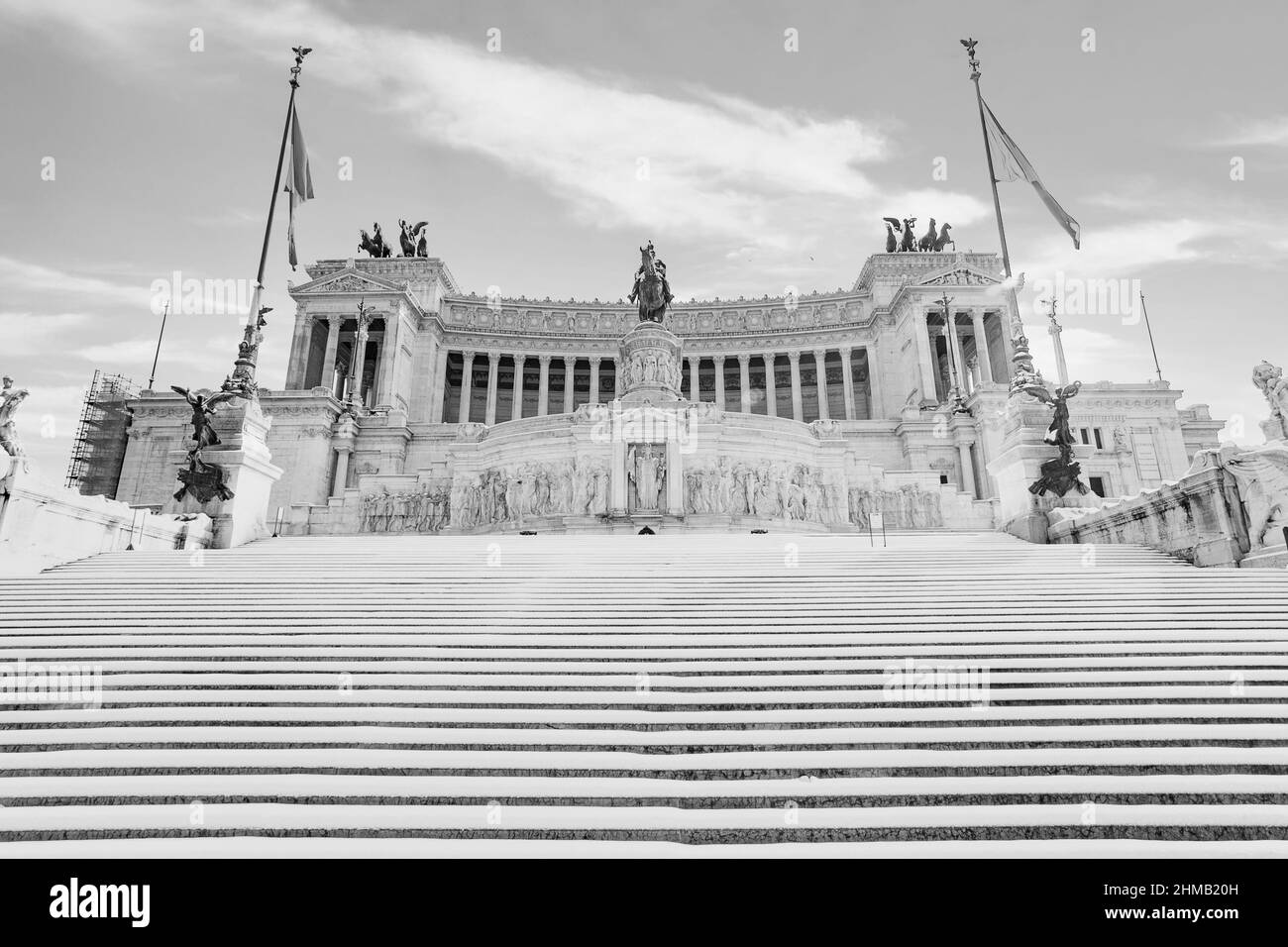 Monument de la patrie avec neige, Rome Banque D'Images