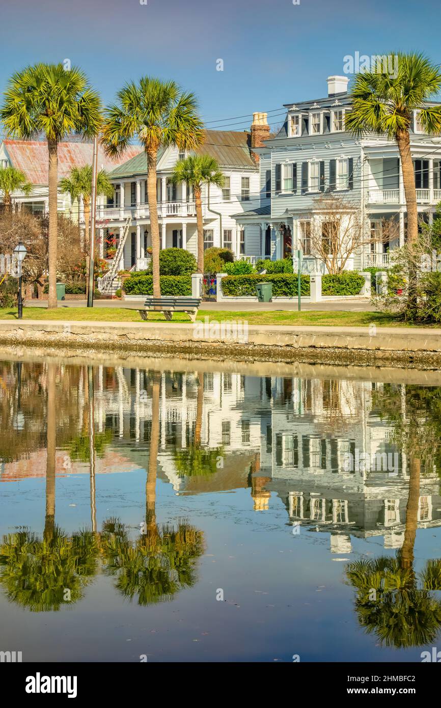 Maisons traditionnelles dans la vieille ville de Charleston Caroline du Sud Etats-Unis Banque D'Images