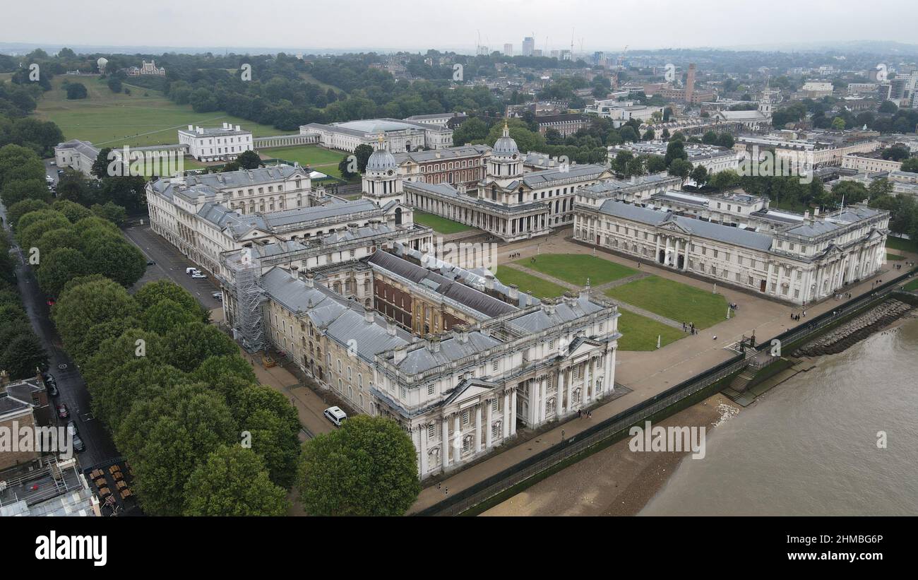 Greenwich Naval College Londres UK été vue aérienne drone , Banque D'Images