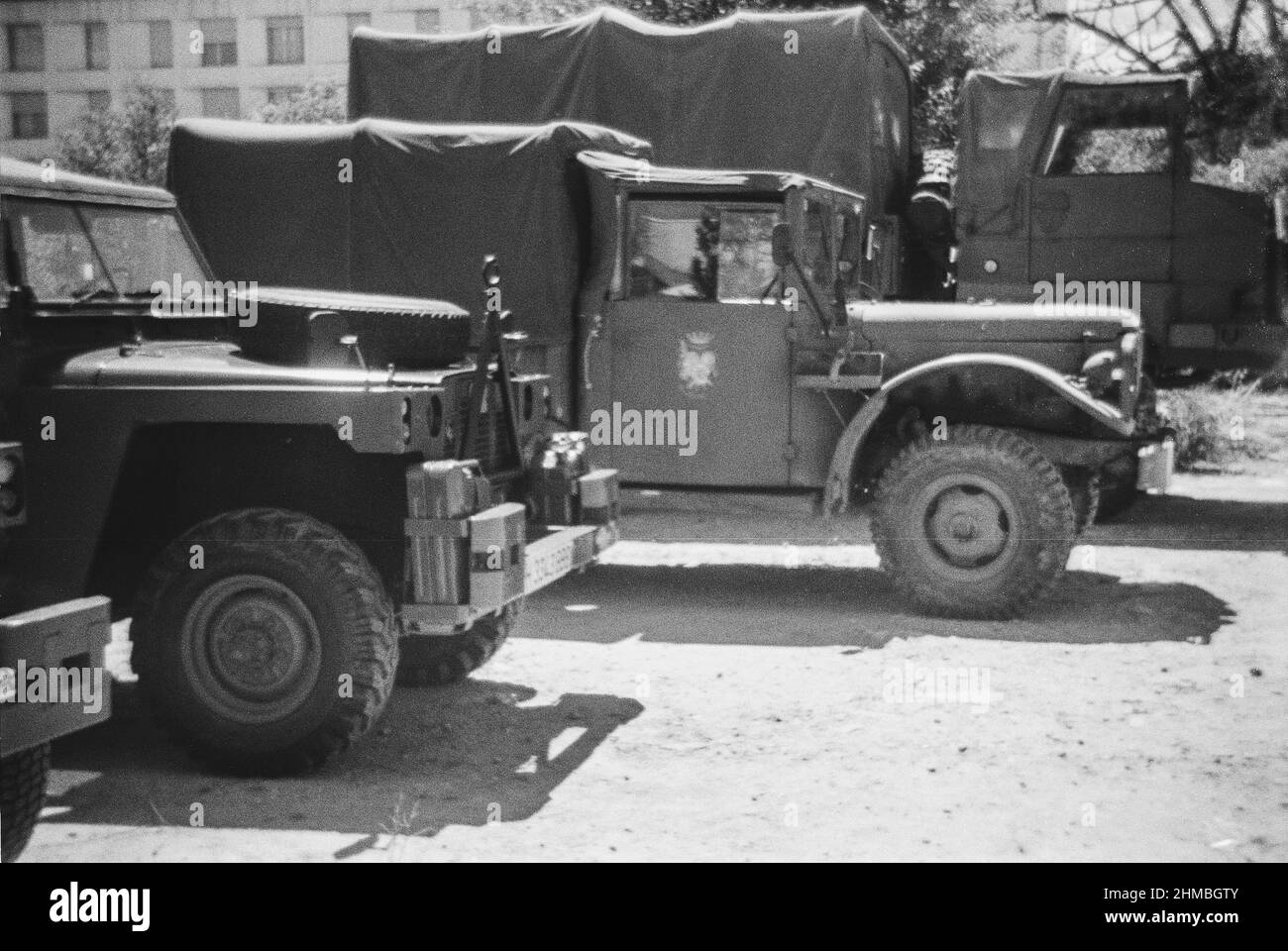 Camion militaire Dodge M37 équipé d'une radio de télécommunications Banque D'Images